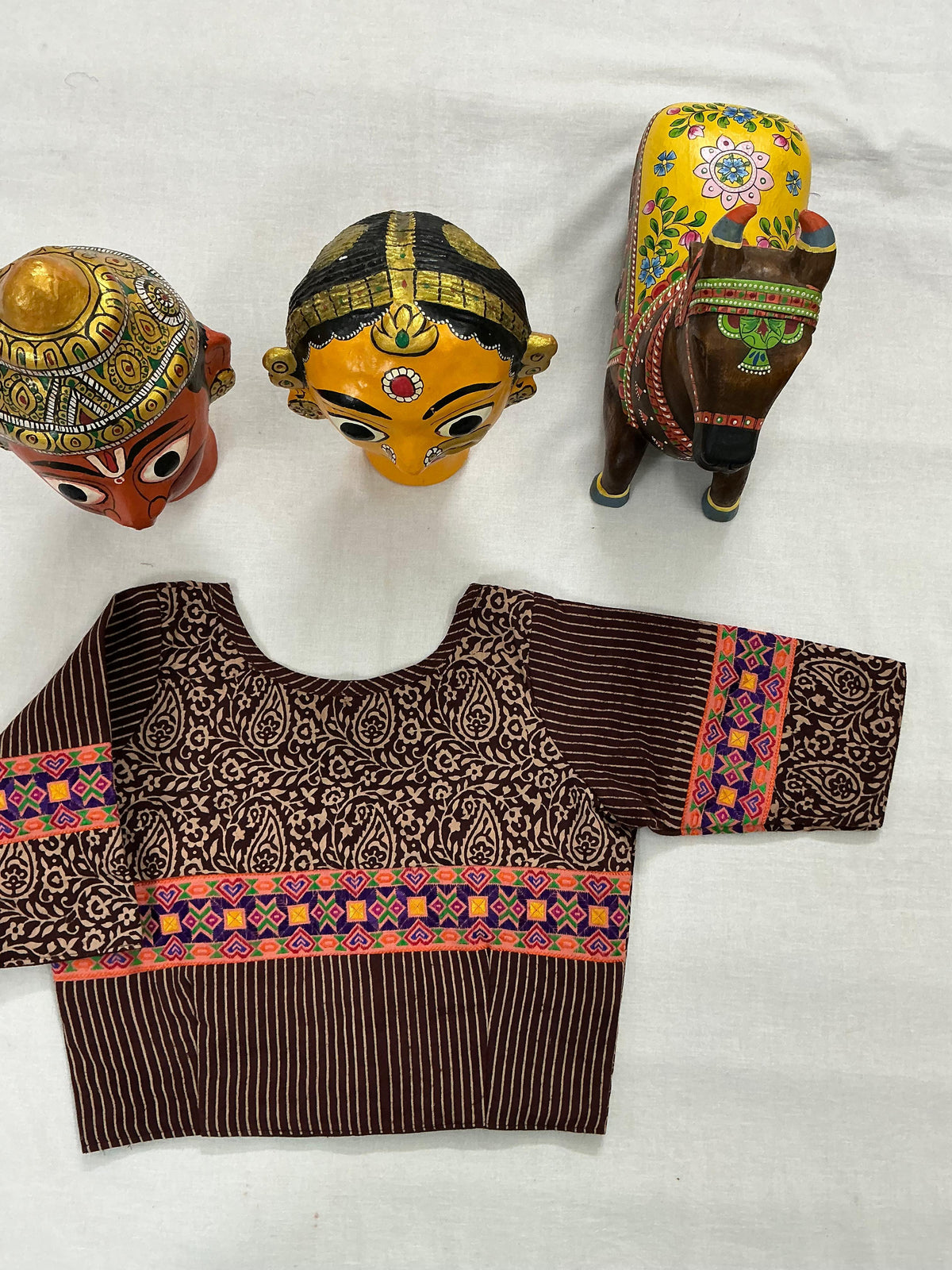 Handcrafted Ready to Wear Blouse : Blockprints &amp; Suf Embroidery