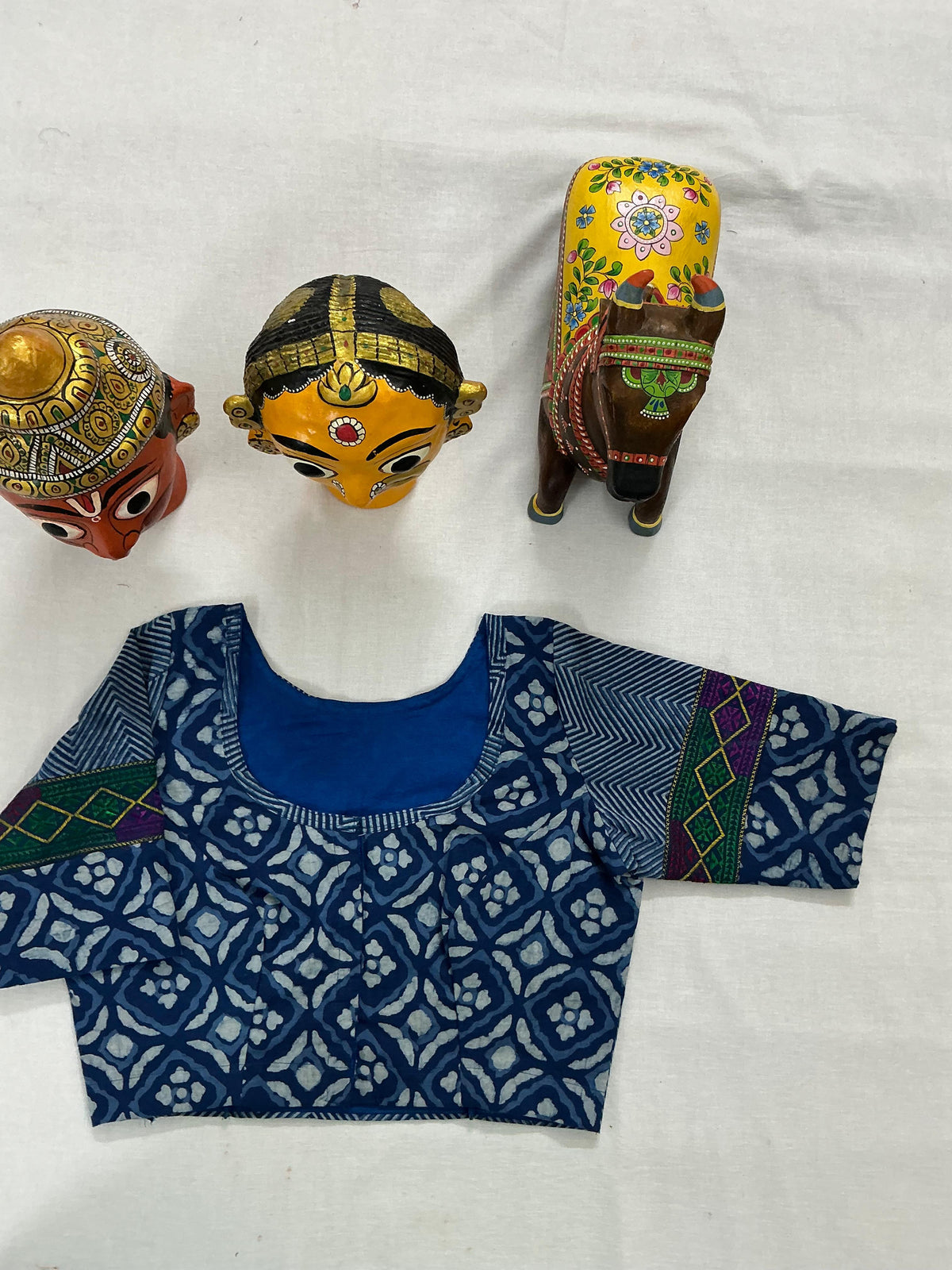 Handcrafted Ready to Wear Blouse : Blockprints &amp; Suf Embroidery
