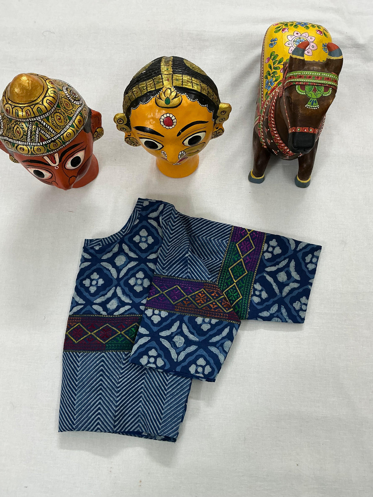 Handcrafted Ready to Wear Blouse : Blockprints &amp; Suf Embroidery