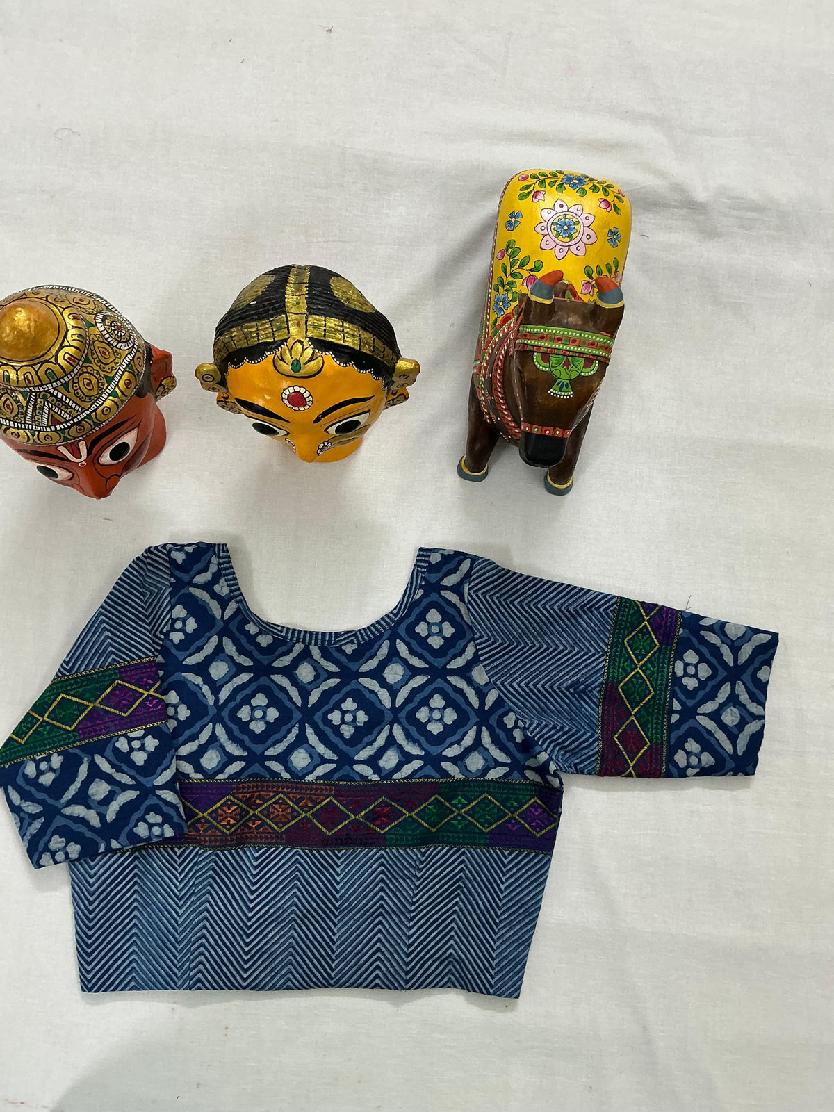 Handcrafted Ready to Wear Blouse : Blockprints &amp; Suf Embroidery