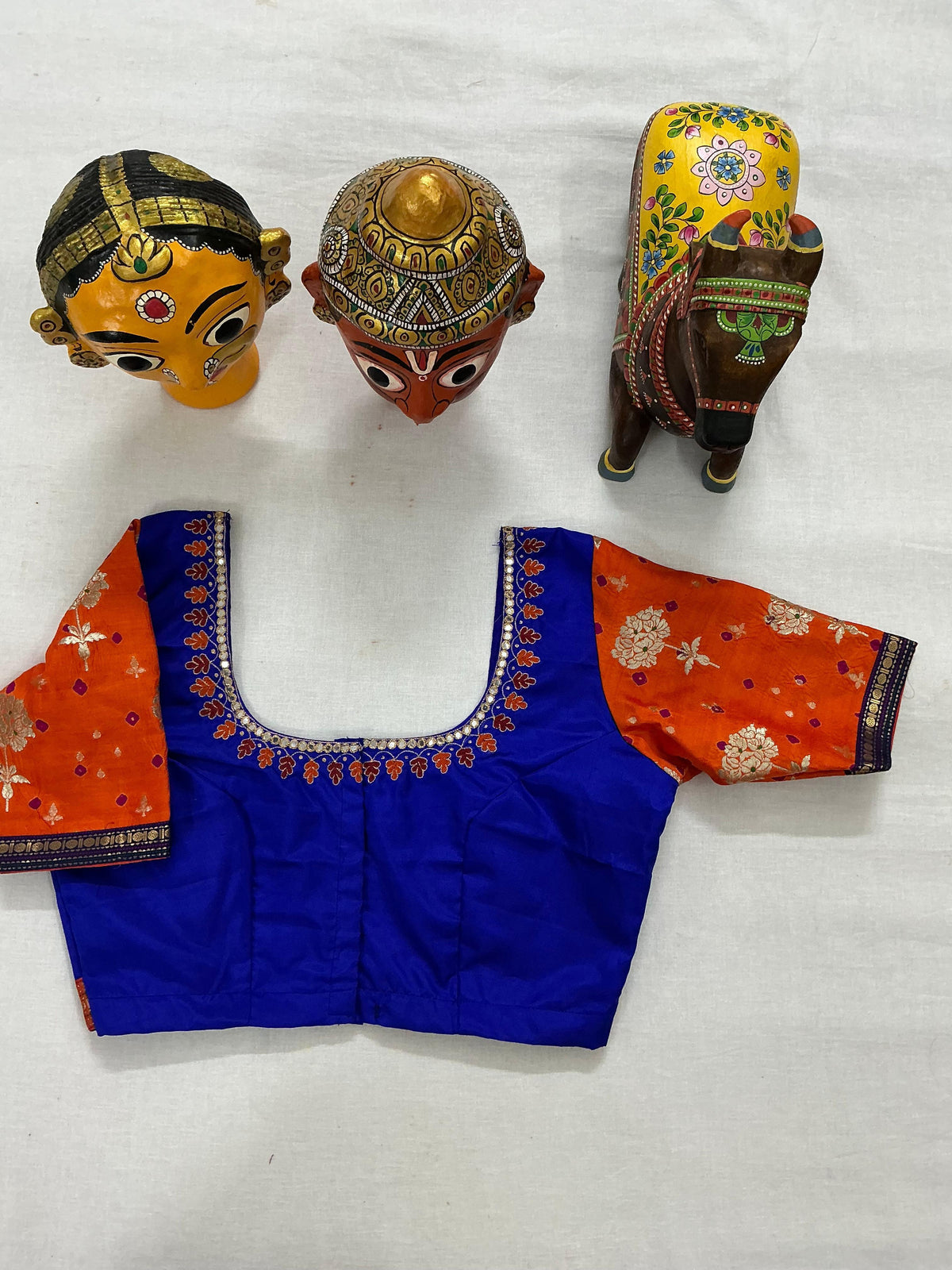 Handcrafted Ready to Wear Blouse : Kanjivaram Silk (Royal Blue)