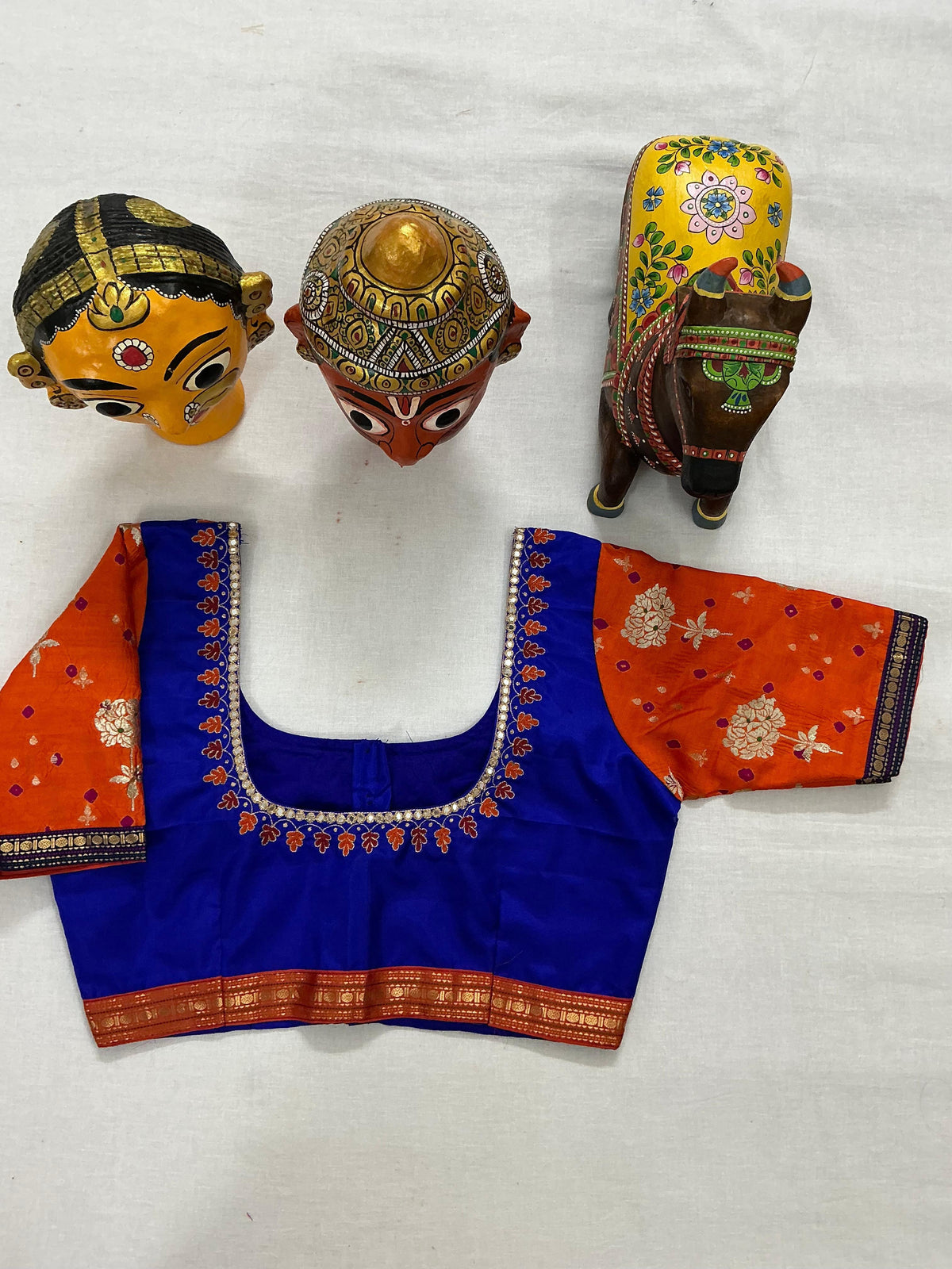 Handcrafted Ready to Wear Blouse : Kanjivaram Silk (Royal Blue)
