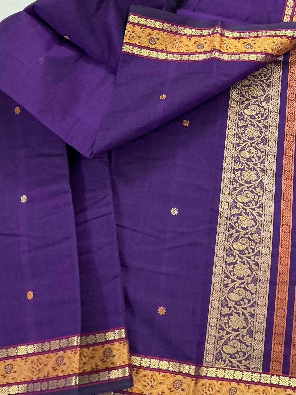Handwoven Kanchi cotton : Eggplant Purple