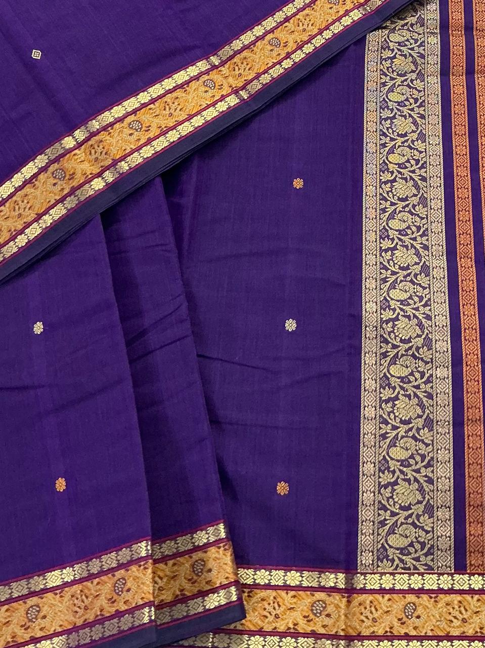 Handwoven Kanchi cotton : Eggplant Purple