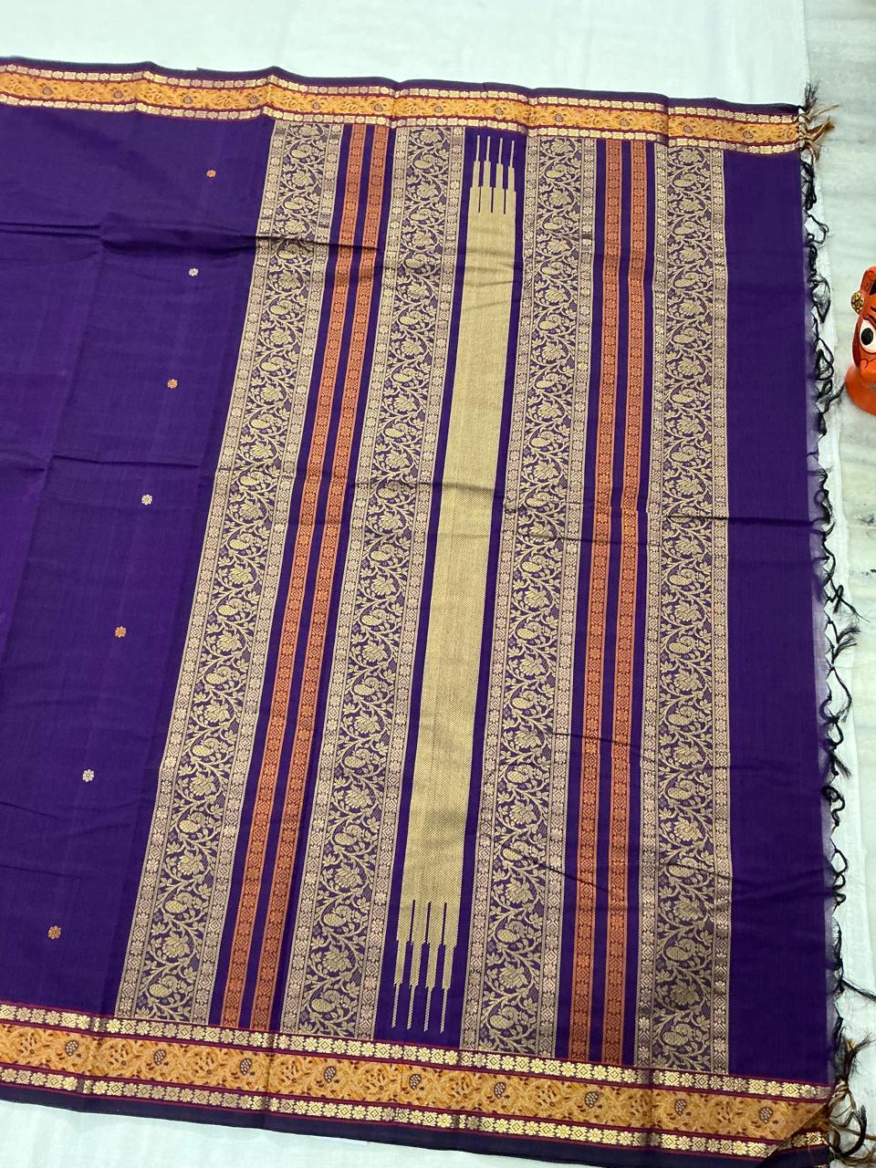 Handwoven Kanchi cotton : Eggplant Purple