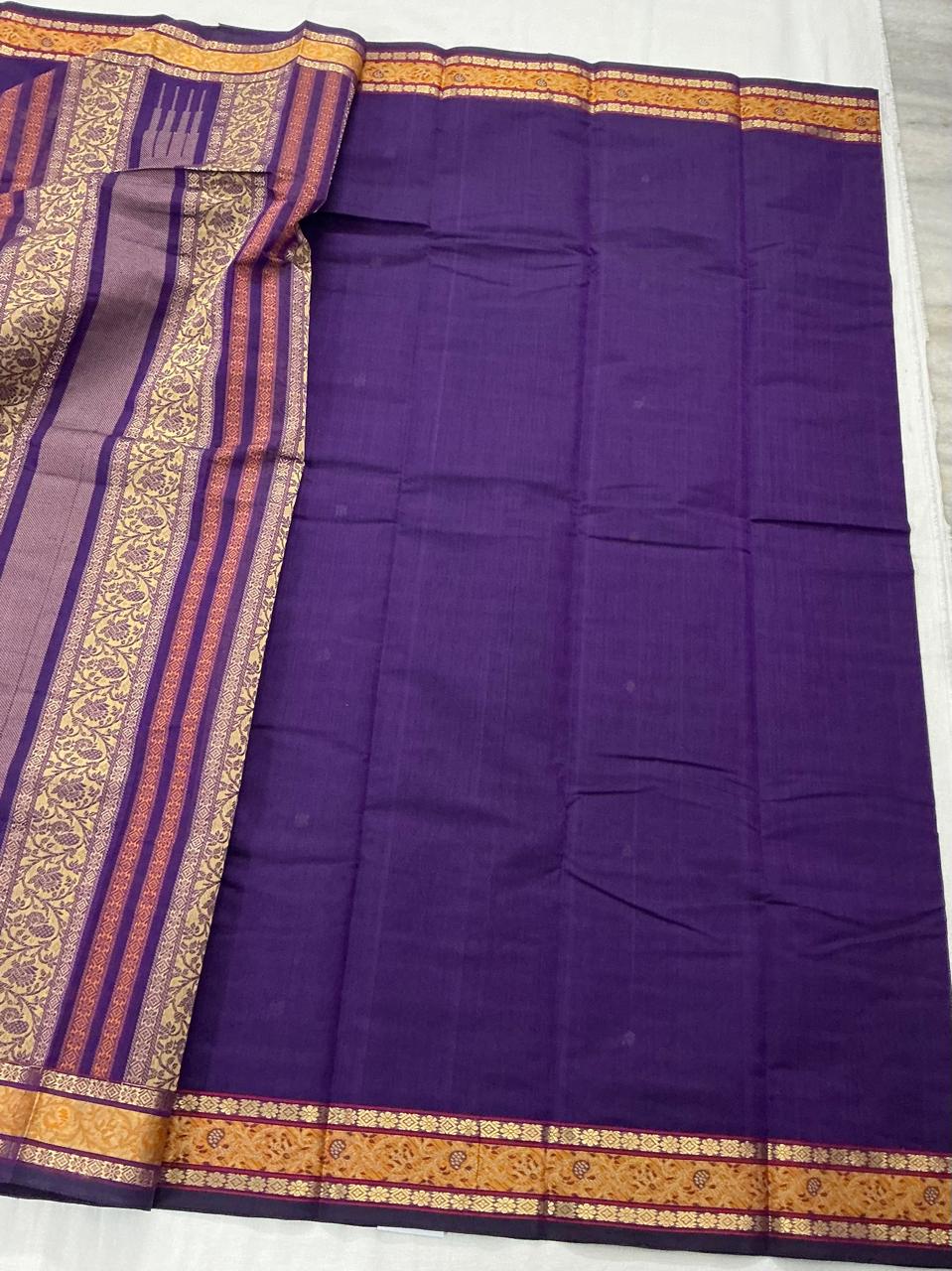 Handwoven Kanchi cotton : Eggplant Purple