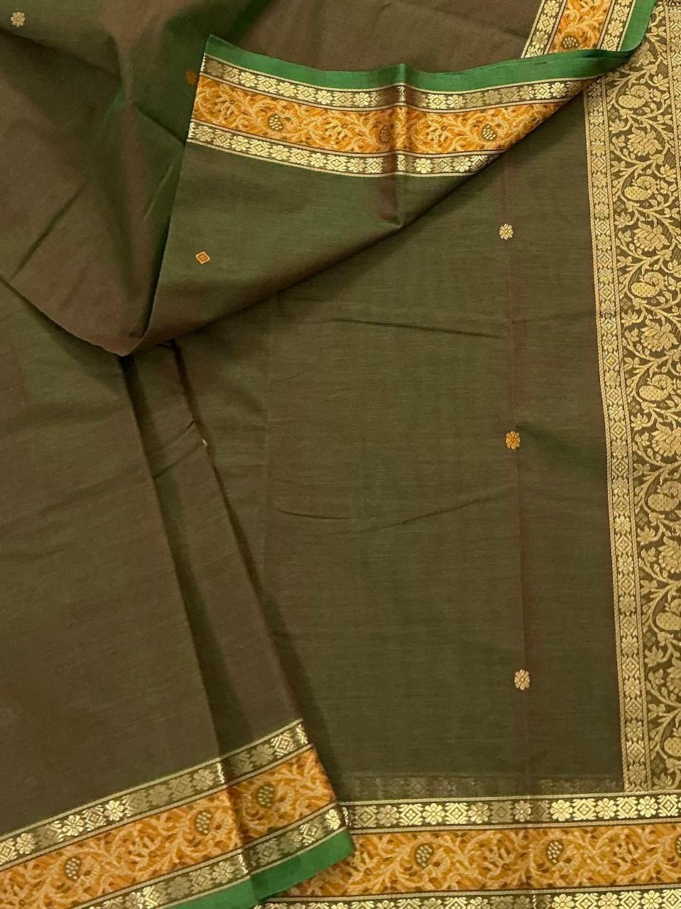 Handwoven Kanchi cotton : Mehendi Green