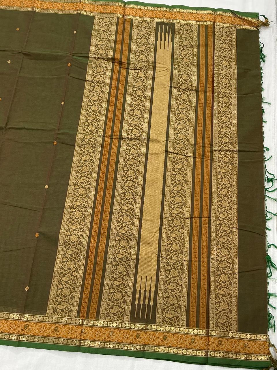 Handwoven Kanchi cotton : Mehendi Green