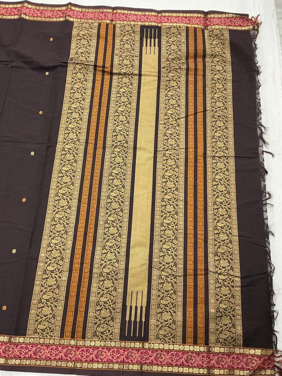 Handwoven Kanchi cotton : Coffee Brown