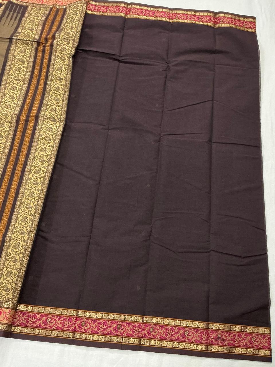 Handwoven Kanchi cotton : Coffee Brown