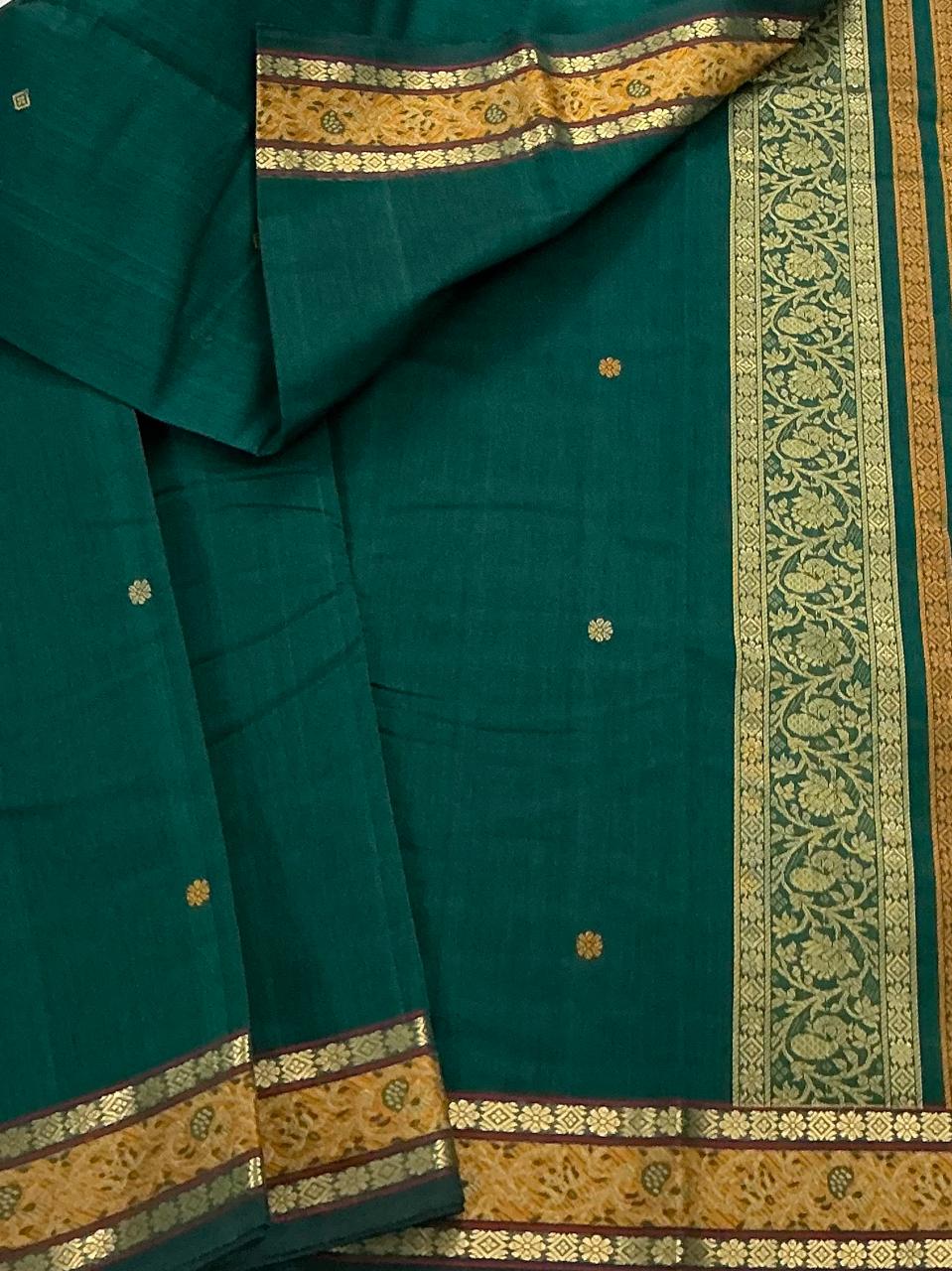 Handwoven Kanchi cotton : Meenakshi Green