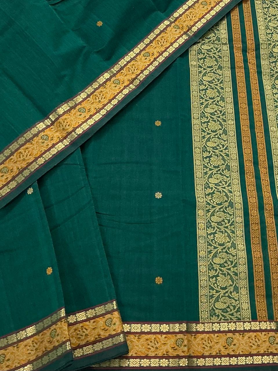 Handwoven Kanchi cotton : Meenakshi Green