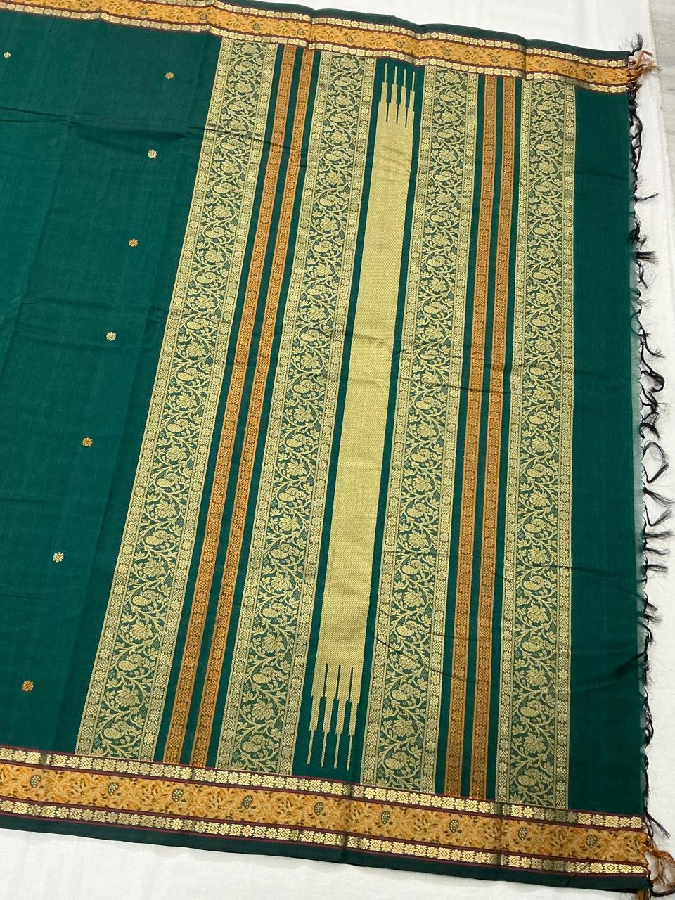 Handwoven Kanchi cotton : Meenakshi Green