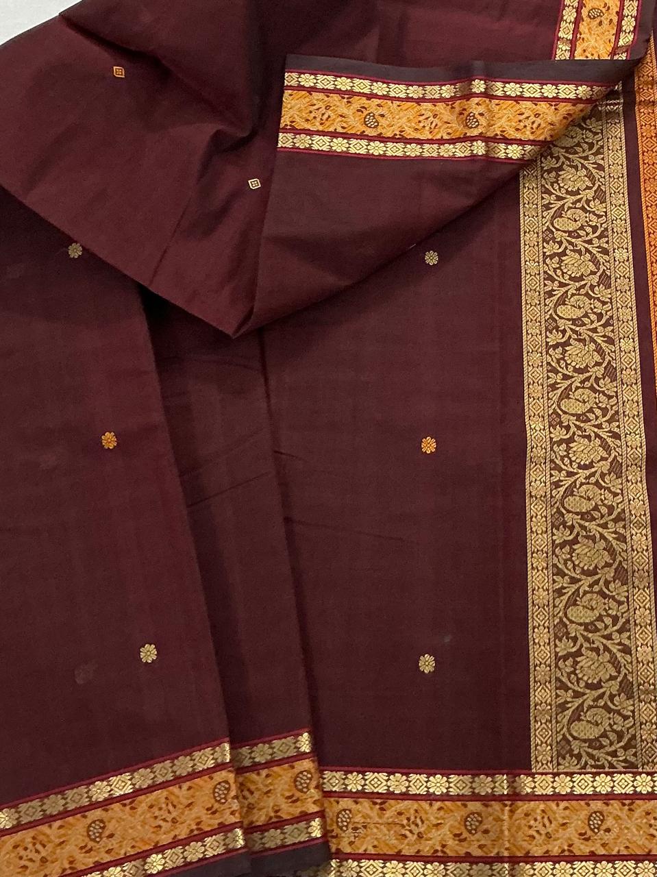 Handwoven Kanchi cotton : Deep Maroon