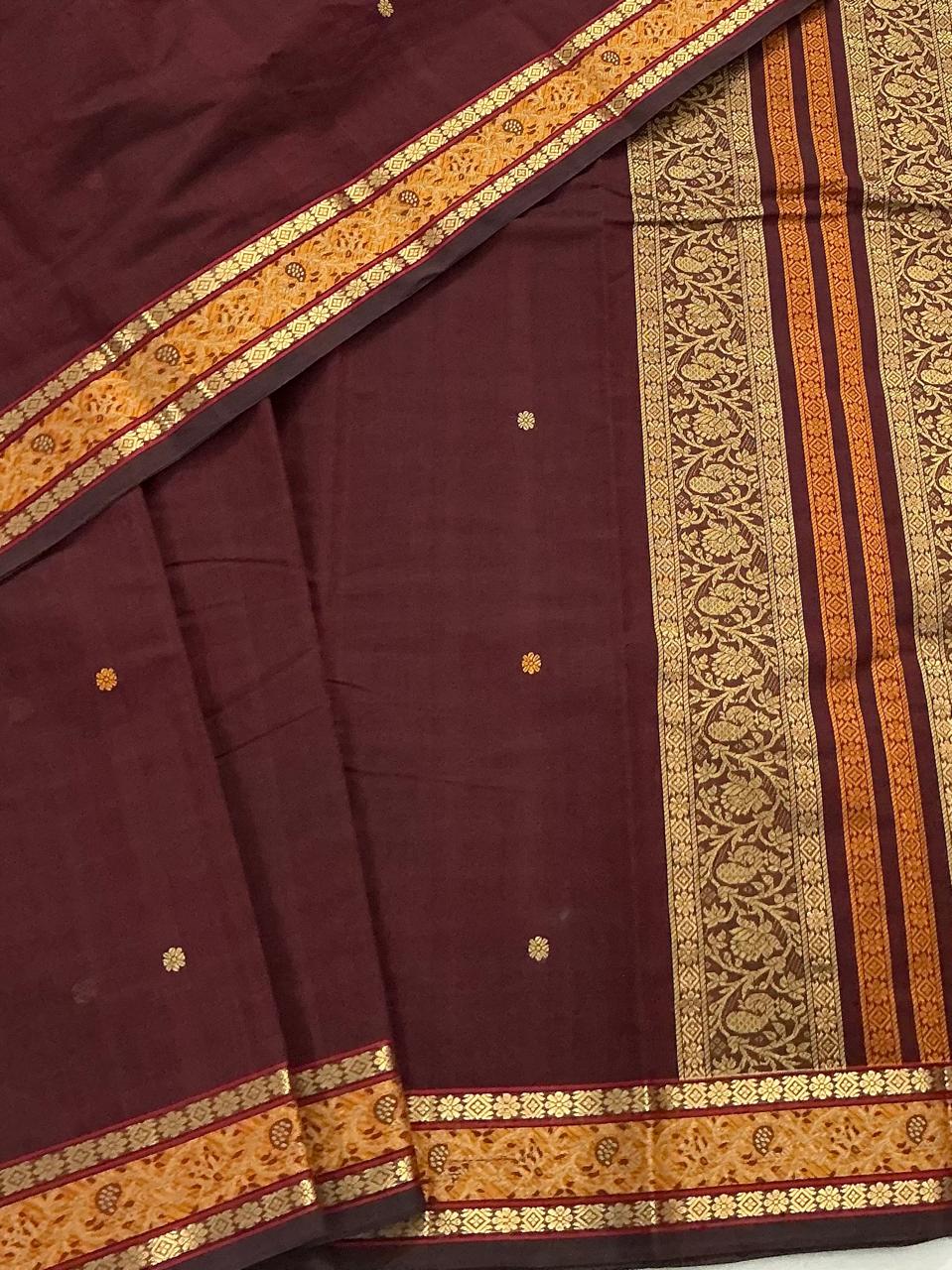 Handwoven Kanchi cotton : Deep Maroon