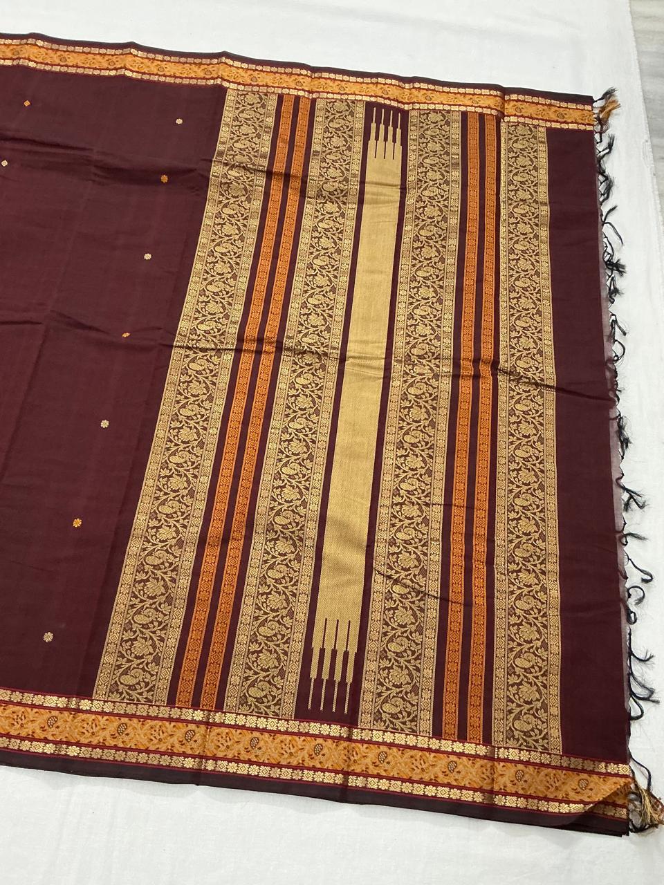 Handwoven Kanchi cotton : Deep Maroon