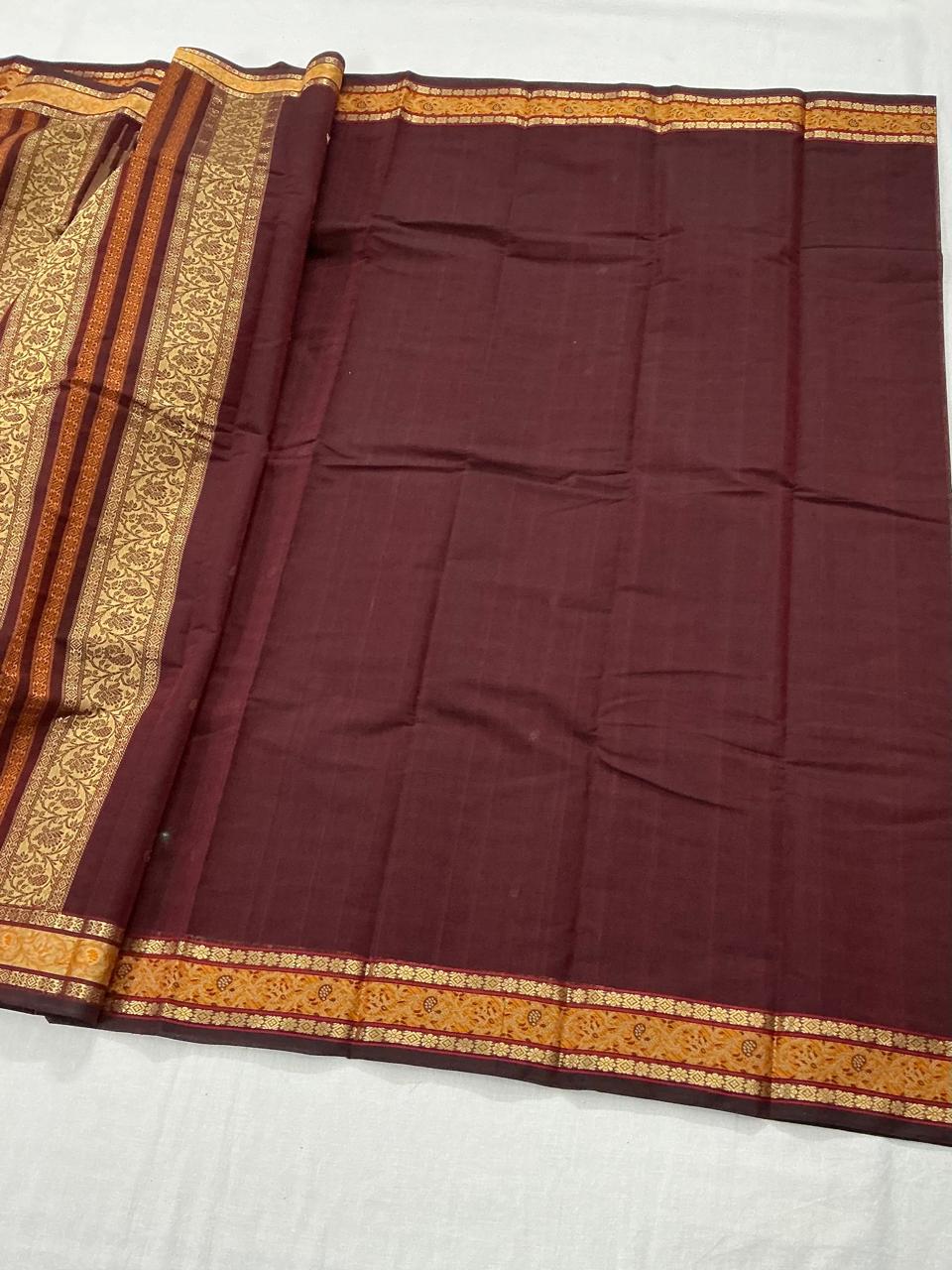 Handwoven Kanchi cotton : Deep Maroon