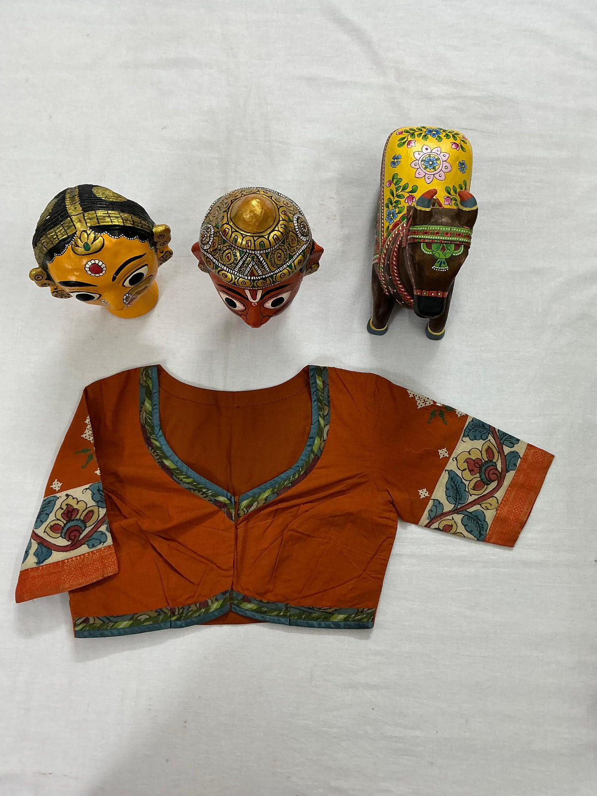 Handcrafted Ready to Wear Blouse : Kalamkari &amp; Kutch in cotton