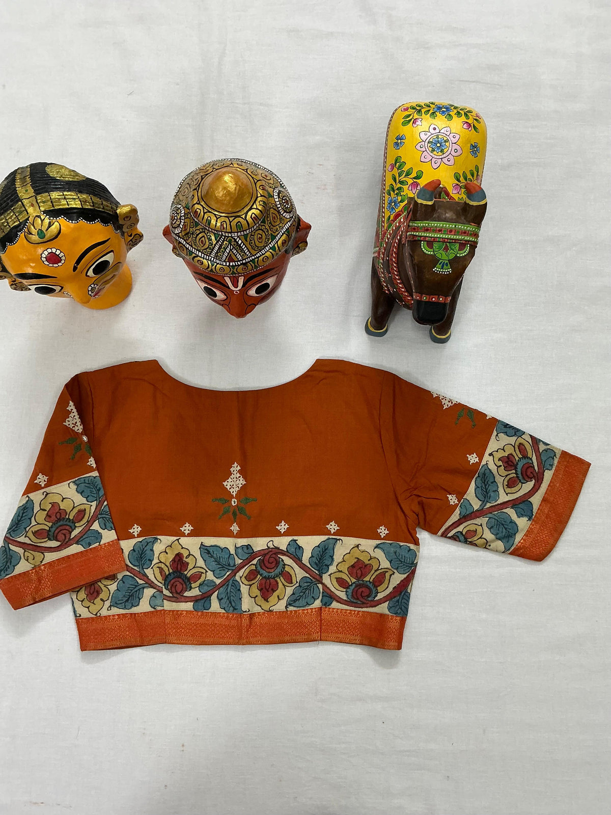 Handcrafted Ready to Wear Blouse : Kalamkari &amp; Kutch in cotton