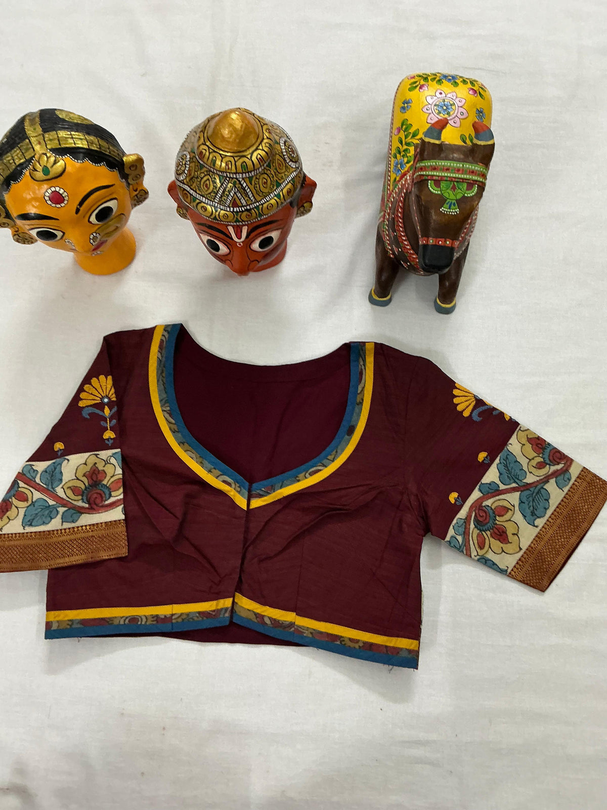 Handcrafted Ready to Wear Blouse : Kalamkari &amp; Kutch in cotton
