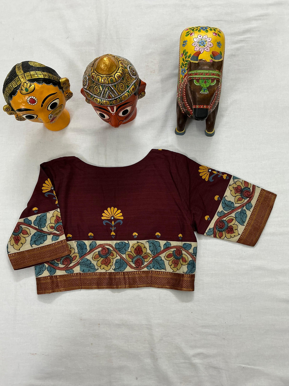 Handcrafted Ready to Wear Blouse : Kalamkari &amp; Kutch in cotton