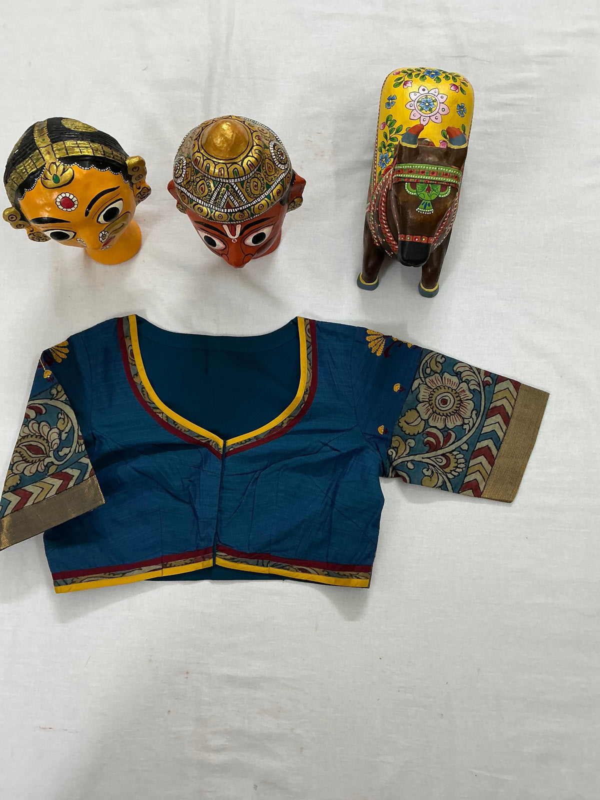 Handcrafted Ready to Wear Blouse : Kalamkari &amp; Kutch in cotton