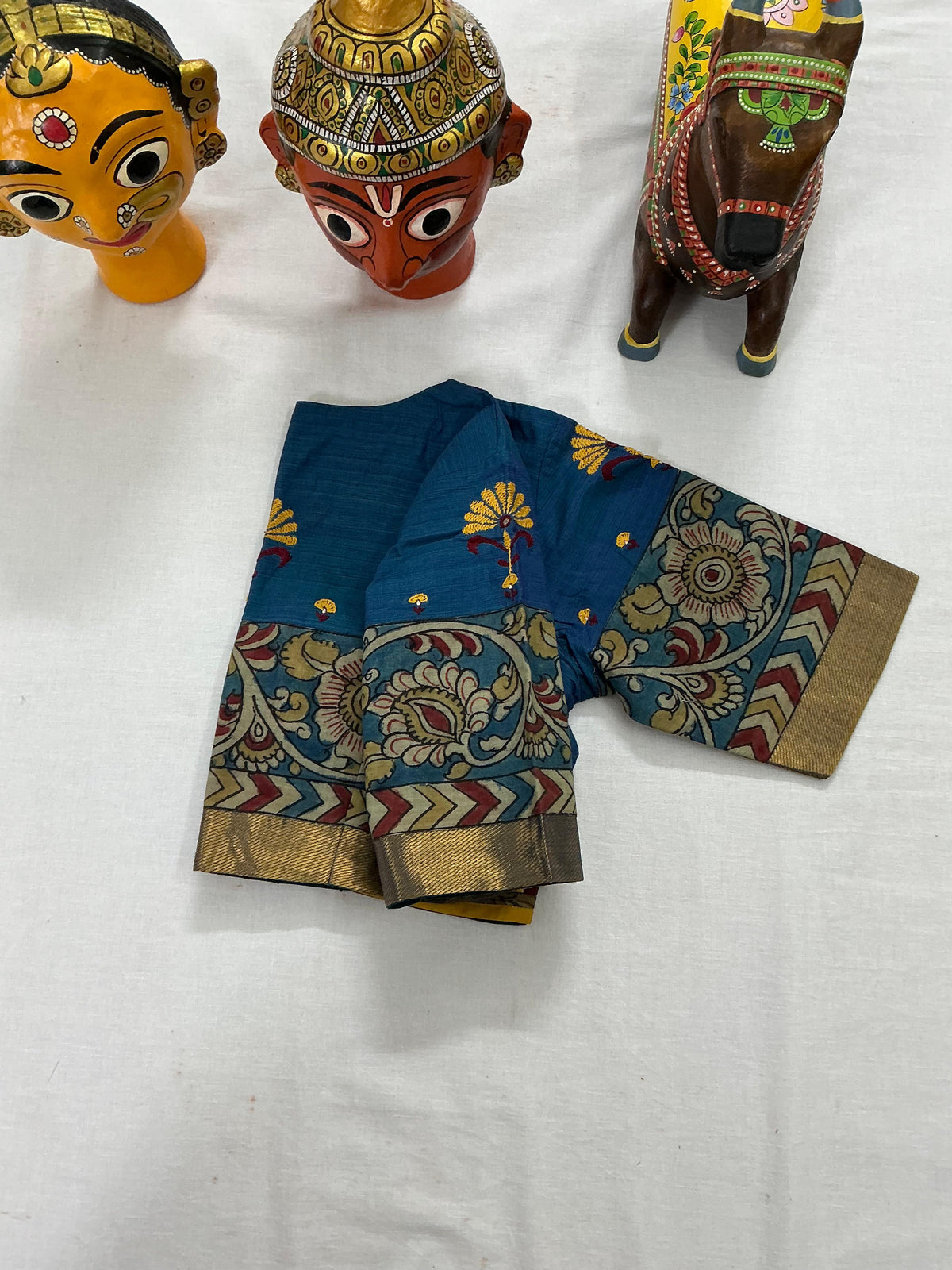 Handcrafted Ready to Wear Blouse : Kalamkari &amp; Kutch in cotton