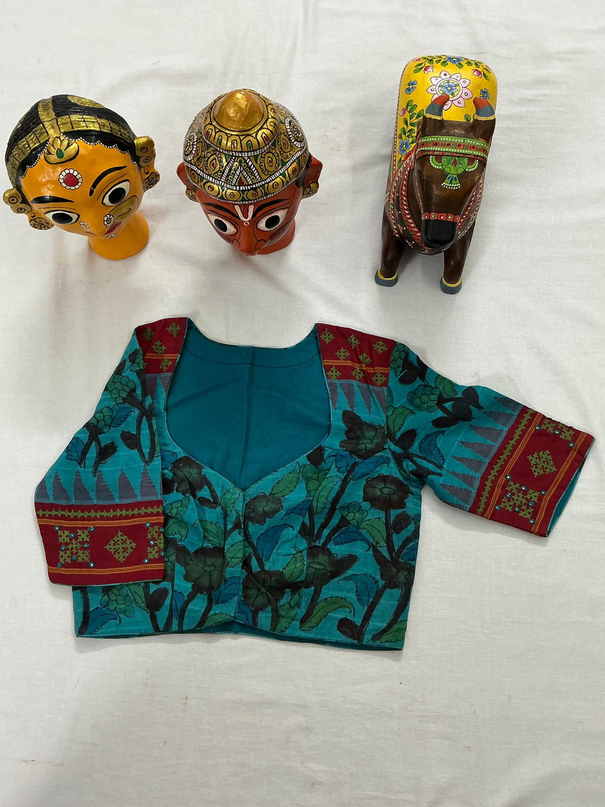 Handcrafted Ready to Wear Blouse : Kalamkari &amp; Kutch in cotton