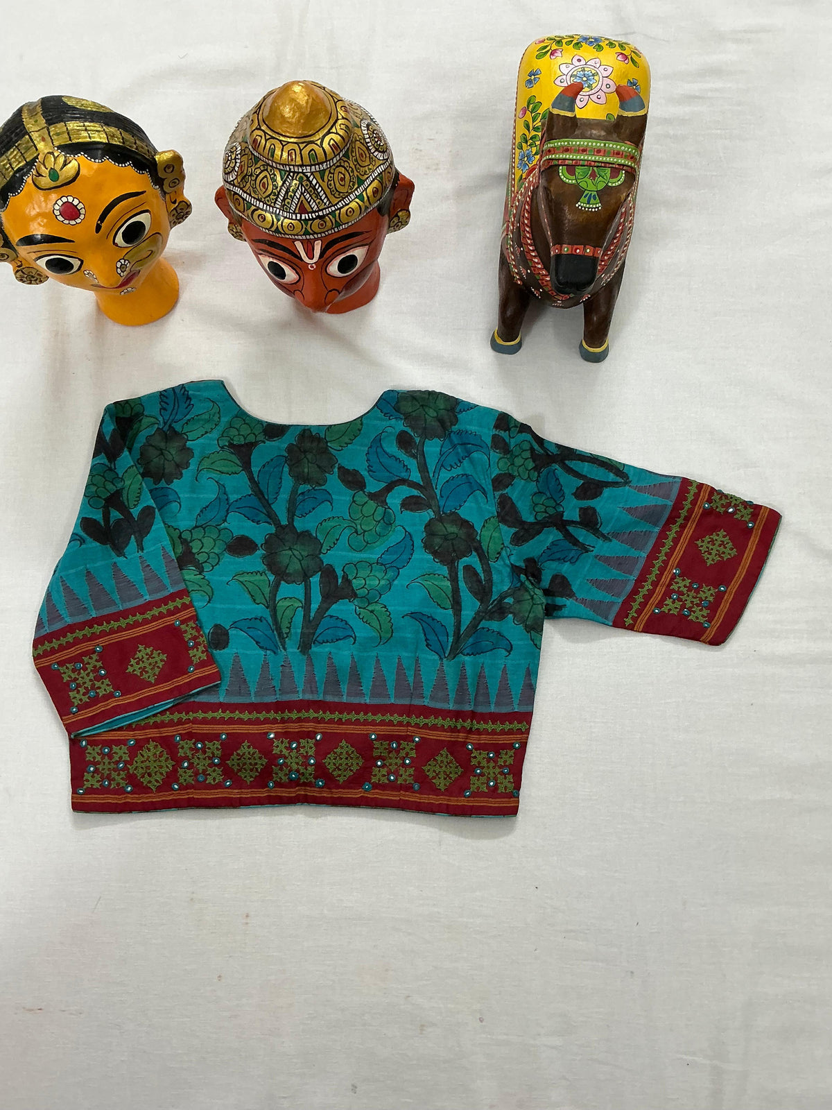 Handcrafted Ready to Wear Blouse : Kalamkari &amp; Kutch in cotton