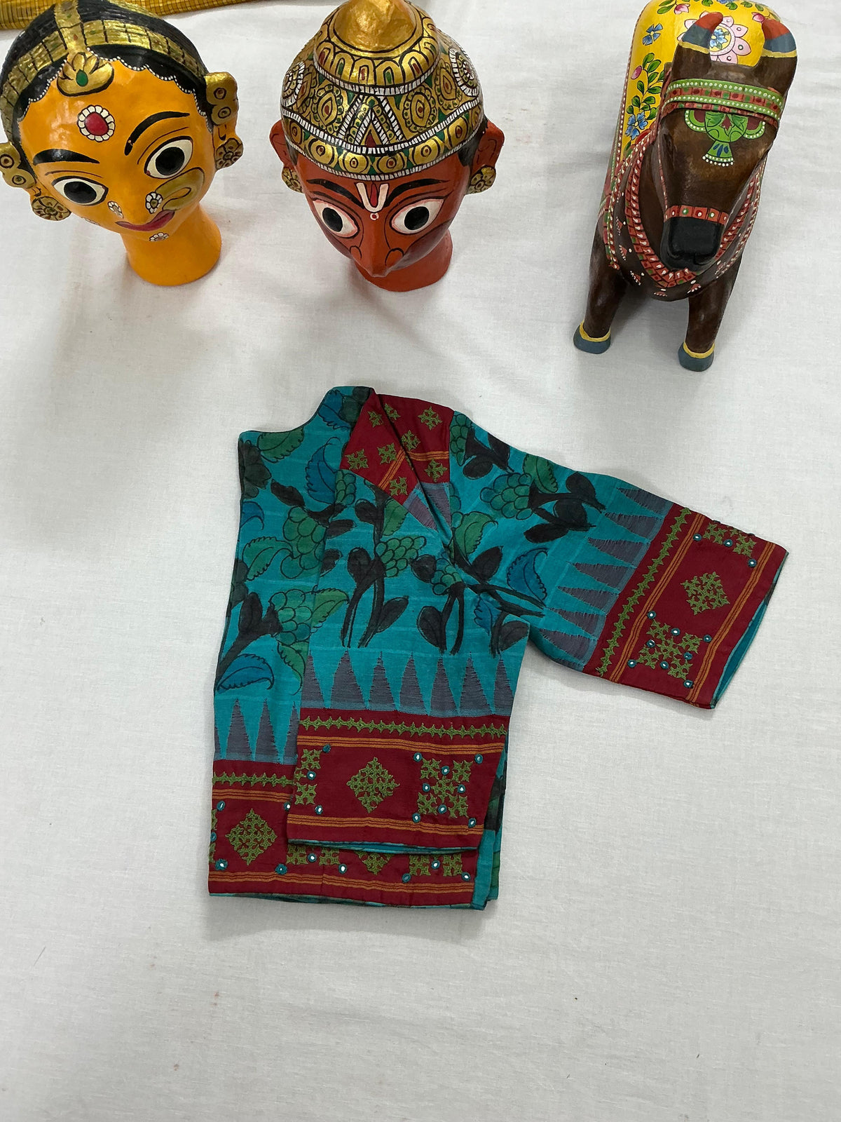Handcrafted Ready to Wear Blouse : Kalamkari &amp; Kutch in cotton