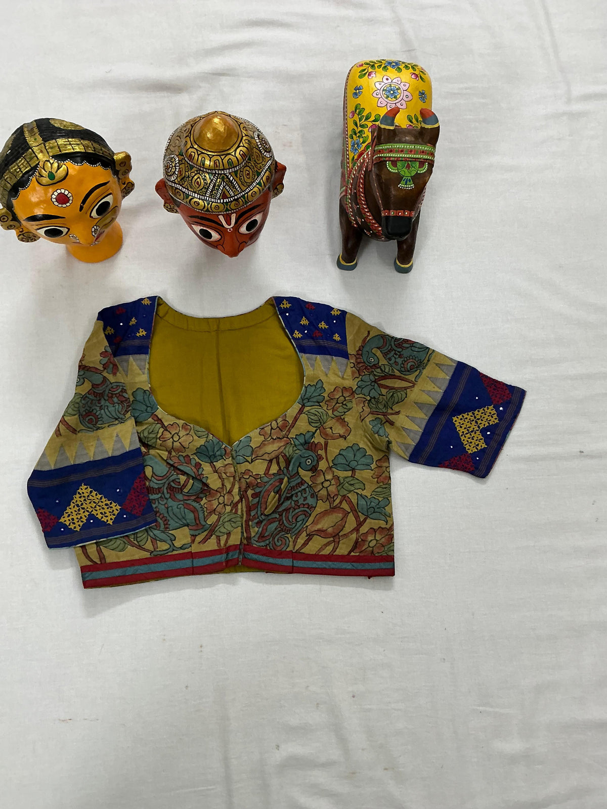 Handcrafted Ready to Wear Blouse : Kalamkari &amp; Kutch in cotton