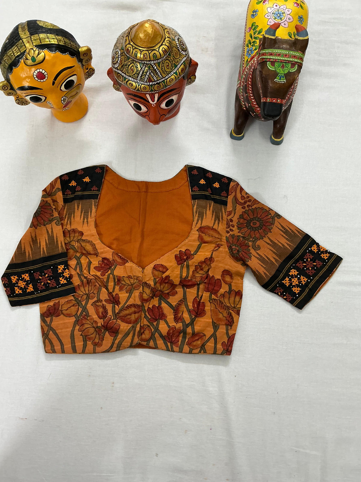 Handcrafted Ready to Wear Blouse : Kalamkari &amp; Kutch in cotton