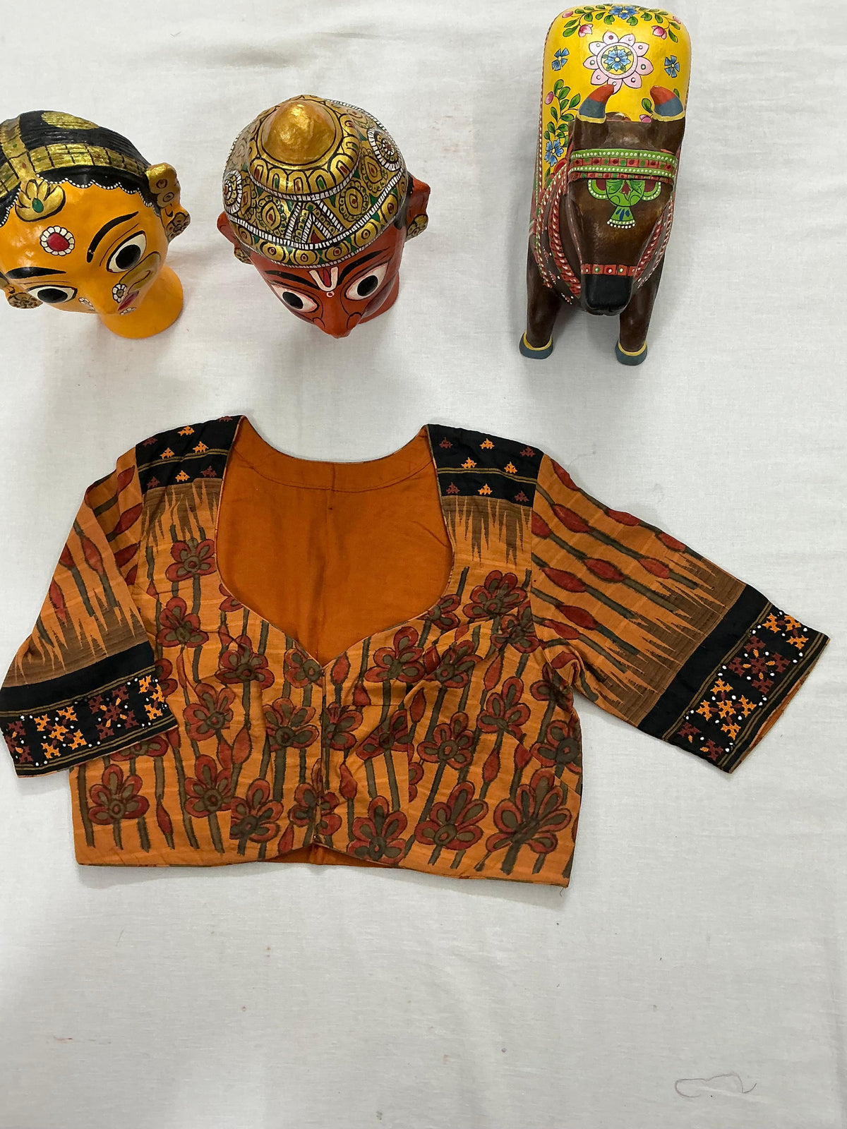 Handcrafted Ready to Wear Blouse : Kalamkari &amp; Kutch in cotton
