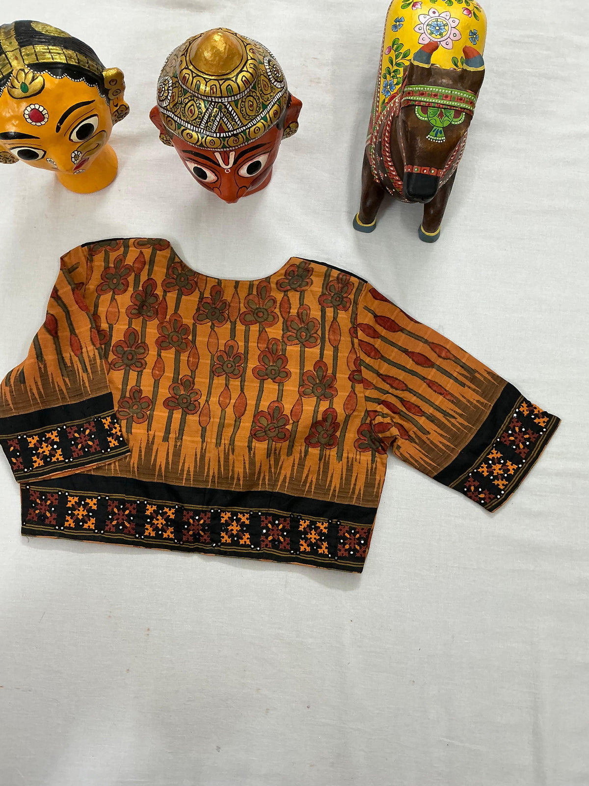 Handcrafted Ready to Wear Blouse : Kalamkari &amp; Kutch in cotton