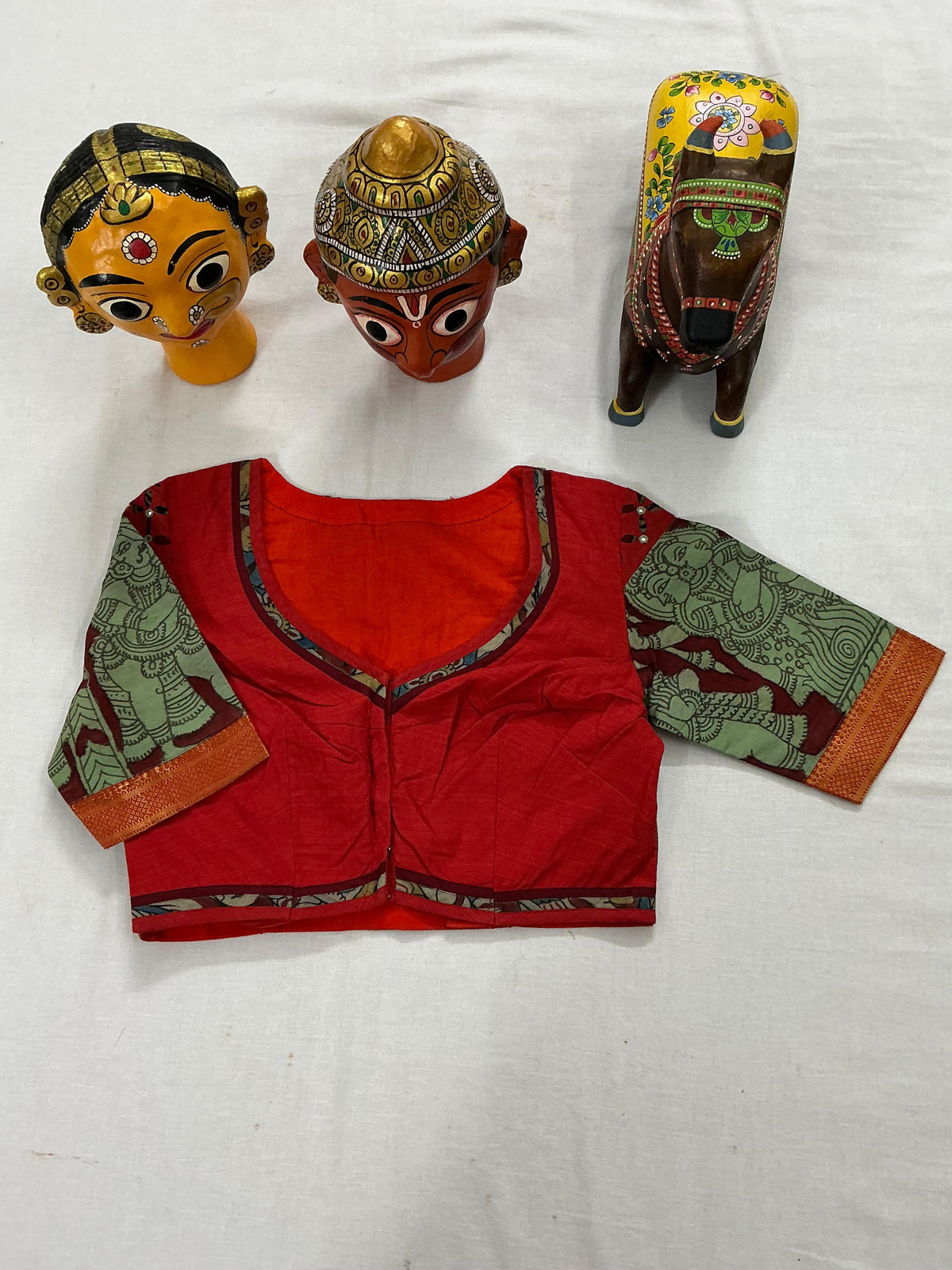 Handcrafted Ready to Wear Blouse : Kalamkari &amp; Kutch in cotton