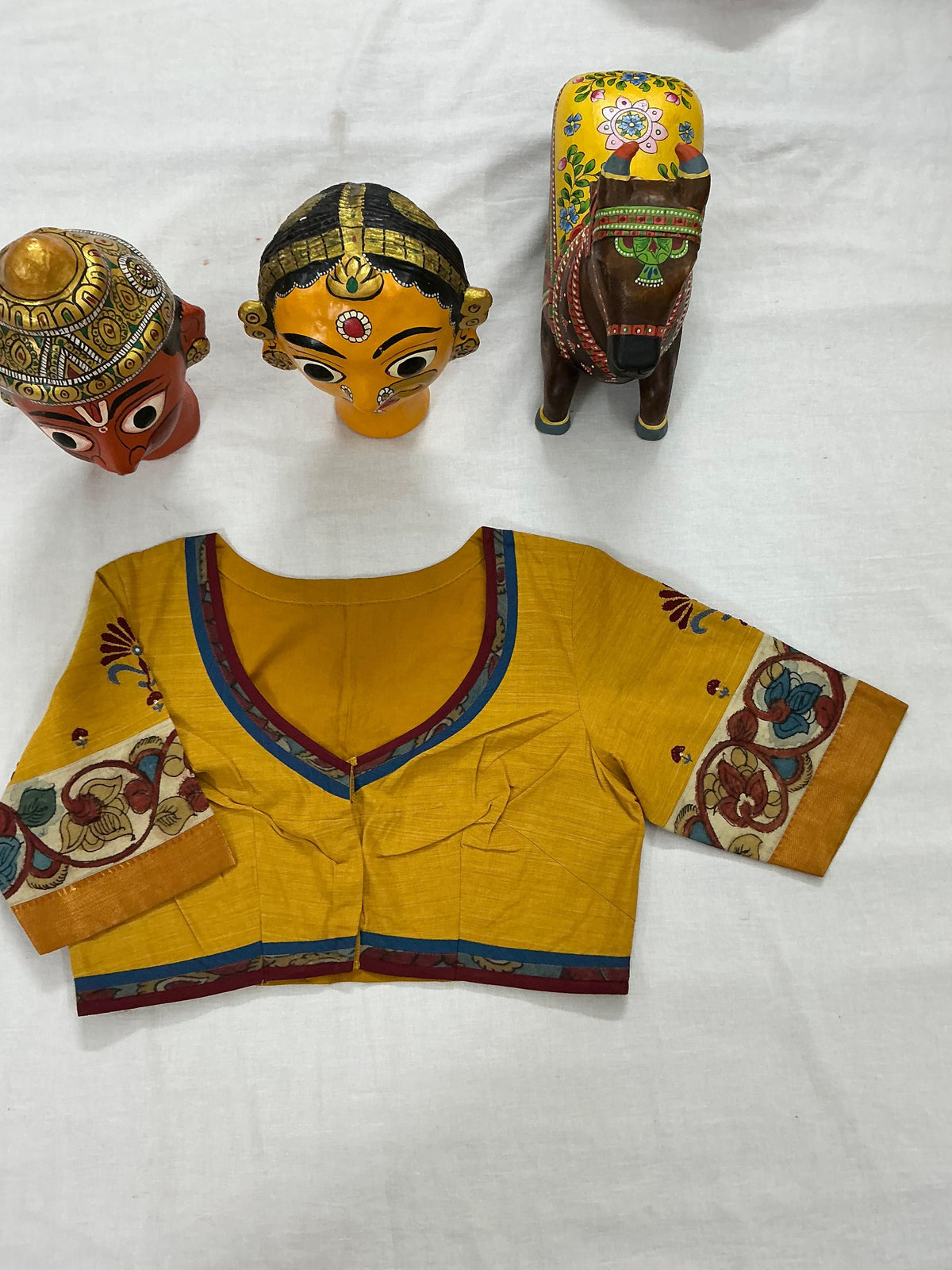 Handcrafted Ready to Wear Blouse : Kalamkari &amp; Kutch in cotton