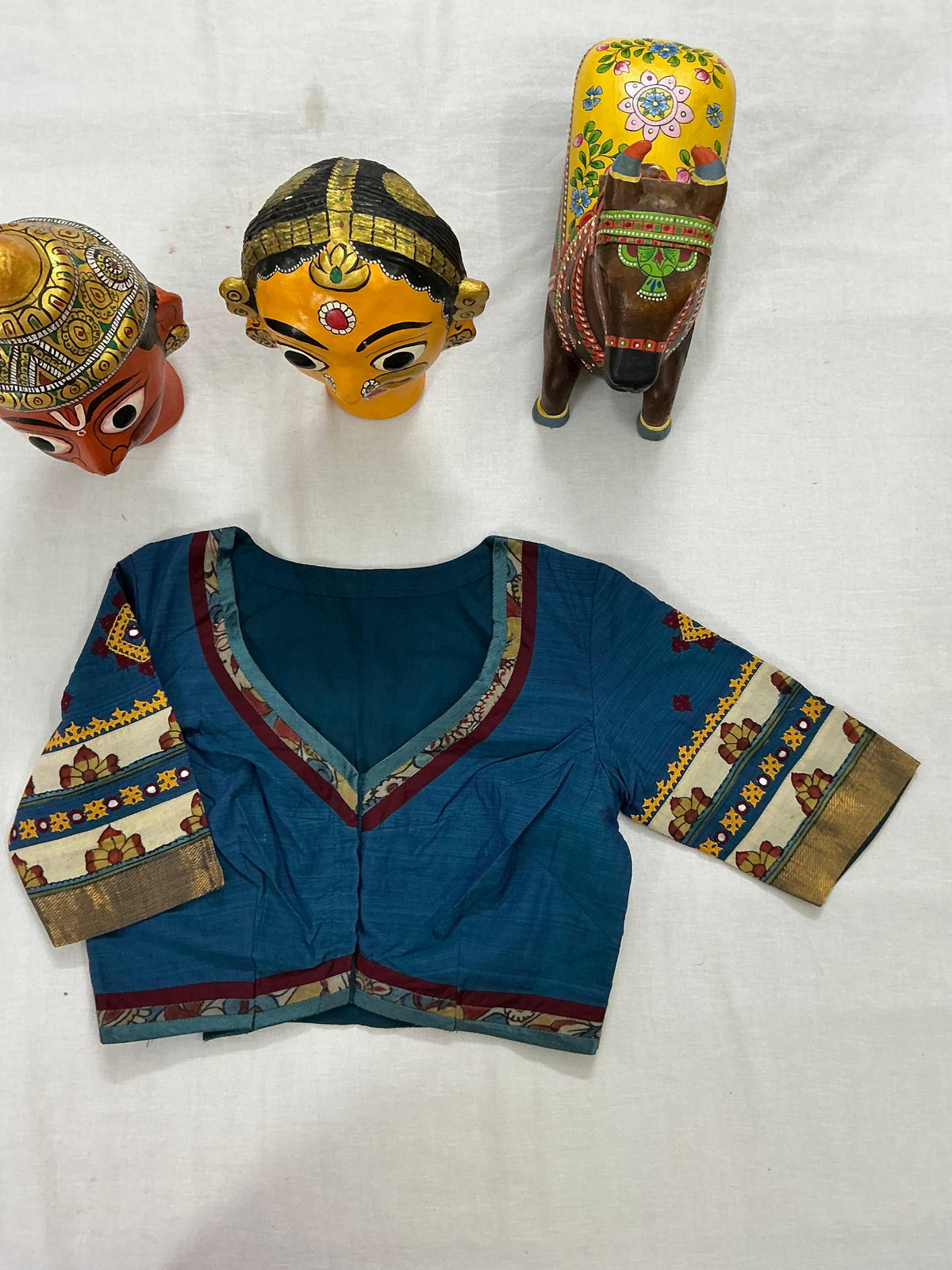 Handcrafted Ready to Wear Blouse : Kalamkari &amp; Kutch in cotton