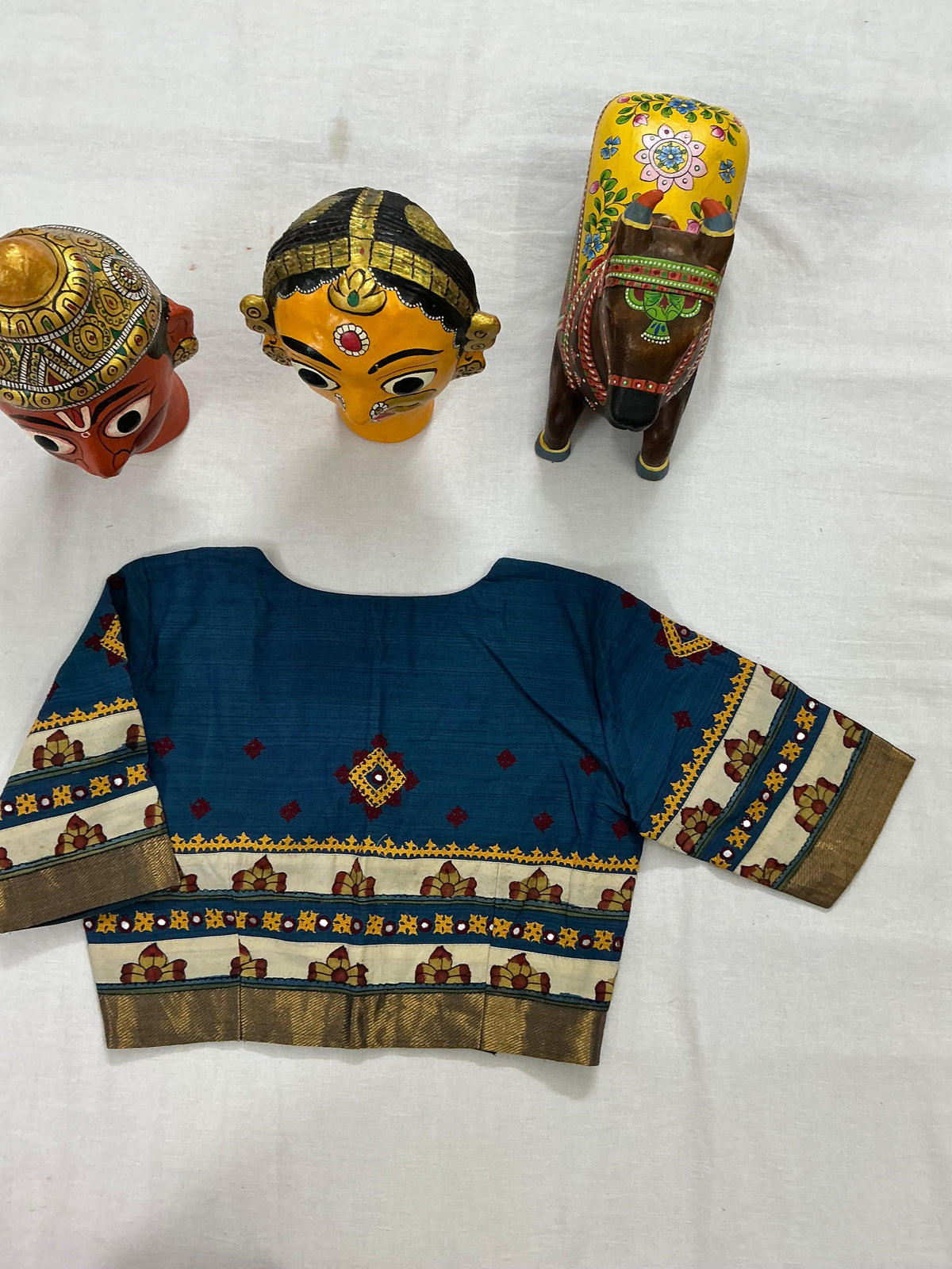 Handcrafted Ready to Wear Blouse : Kalamkari &amp; Kutch in cotton