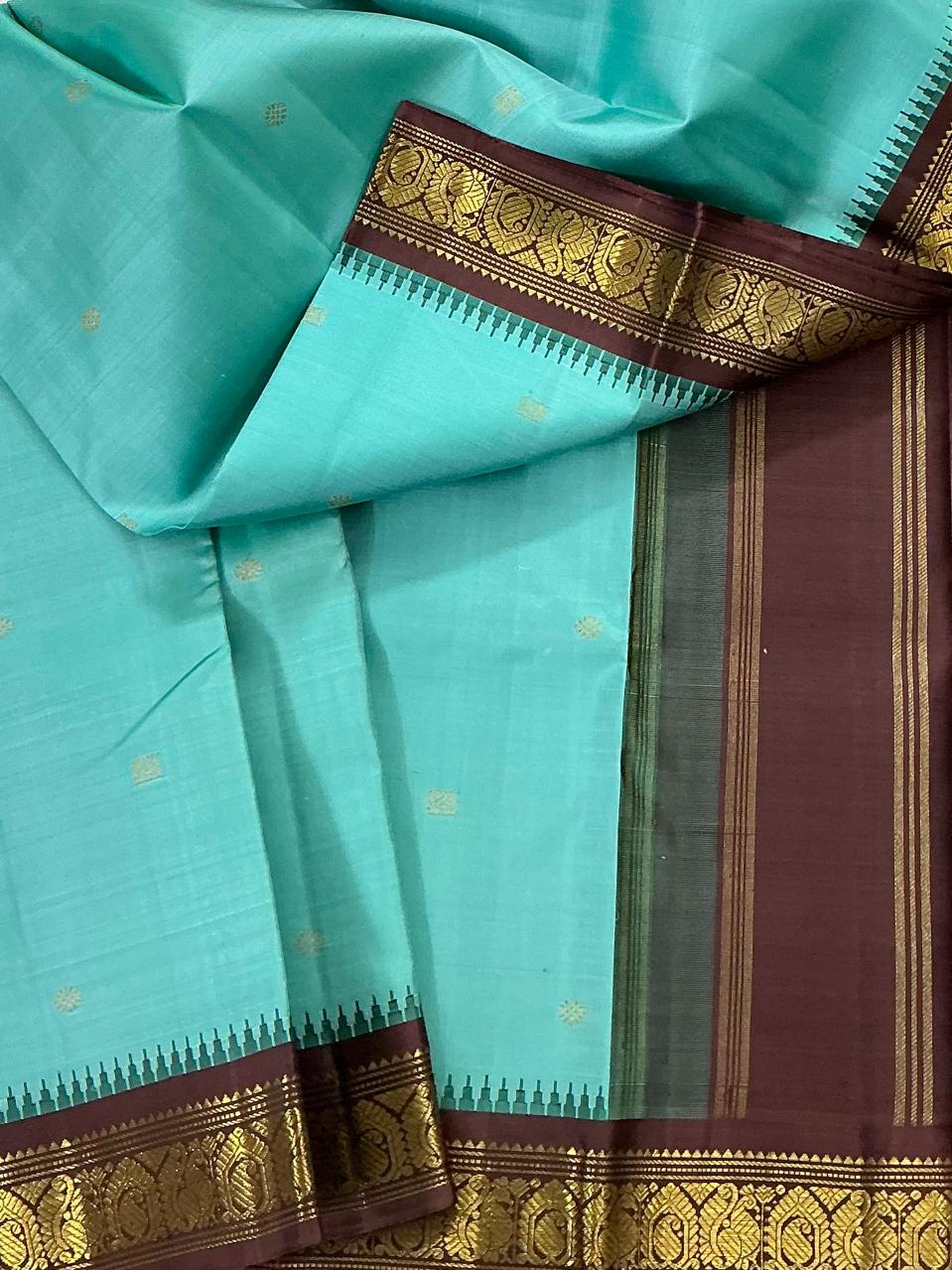 MAATHEY: Small border Korvai Kanjivaram  (Sea Green)
