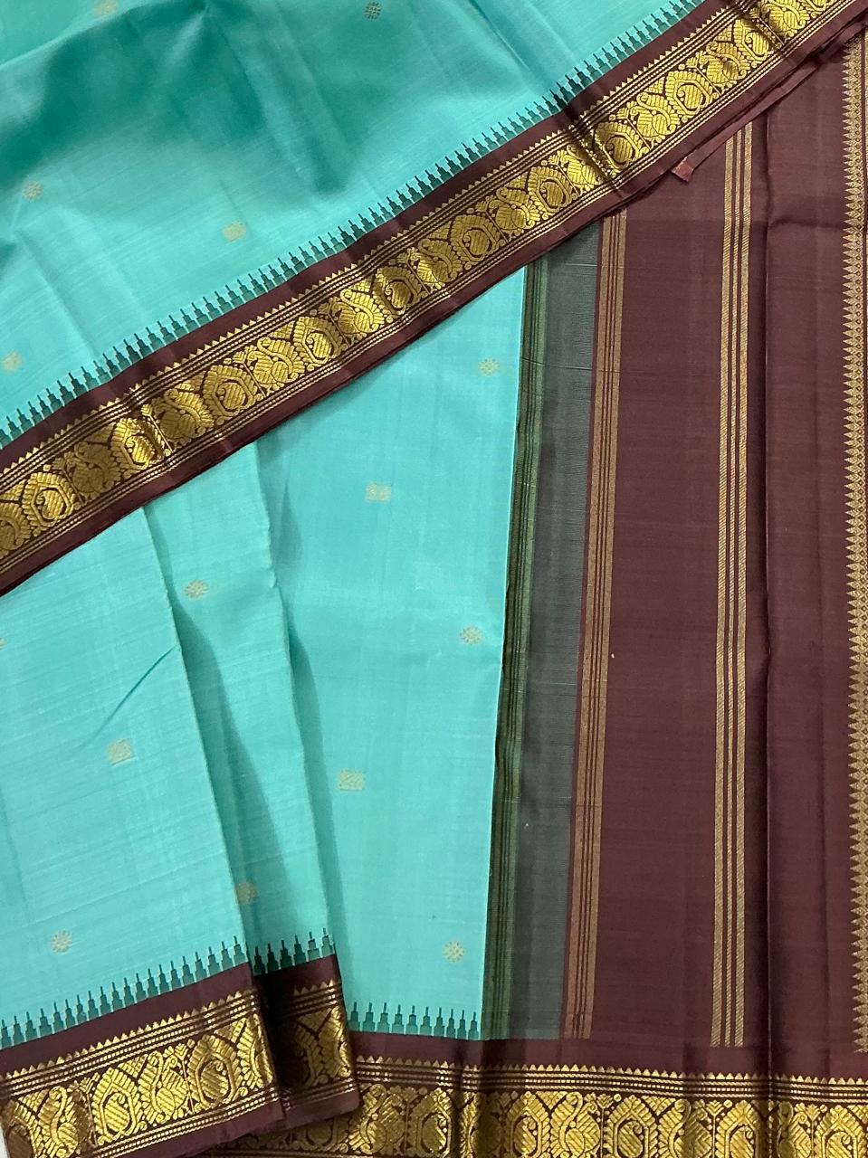 MAATHEY: Small border Korvai Kanjivaram  (Sea Green)
