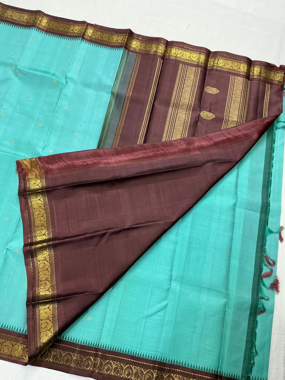 MAATHEY: Small border Korvai Kanjivaram  (Sea Green)