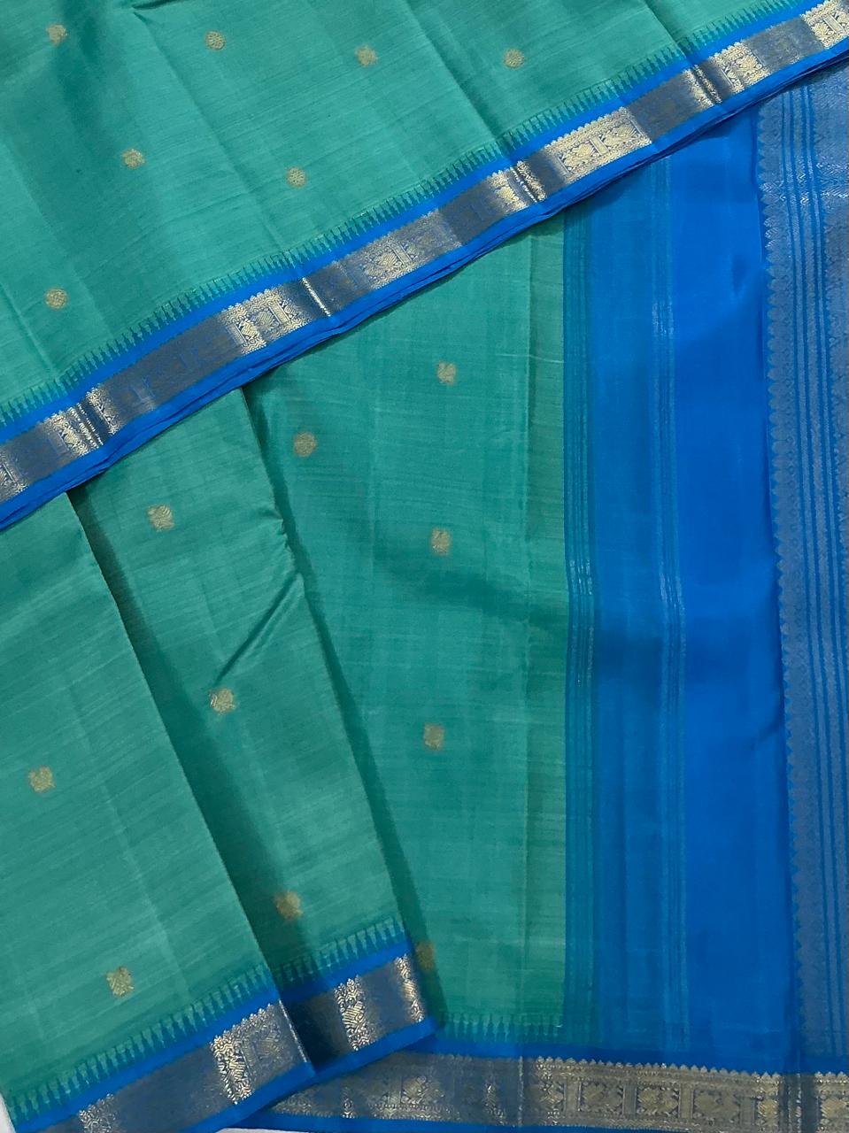 MAATHEY: Small border Korvai Kanjivaram  (Tiffany Blue)