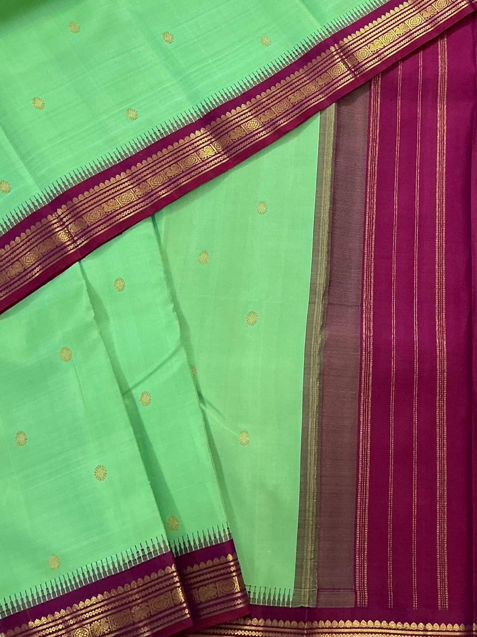 MAATHEY: Small border Korvai Kanjivaram  (Deep Pista Green)