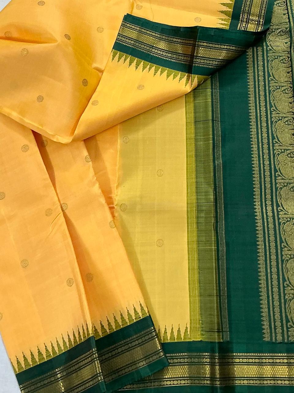 MAATHEY: Small border Korvai Kanjivaram  (Butter Yellow)