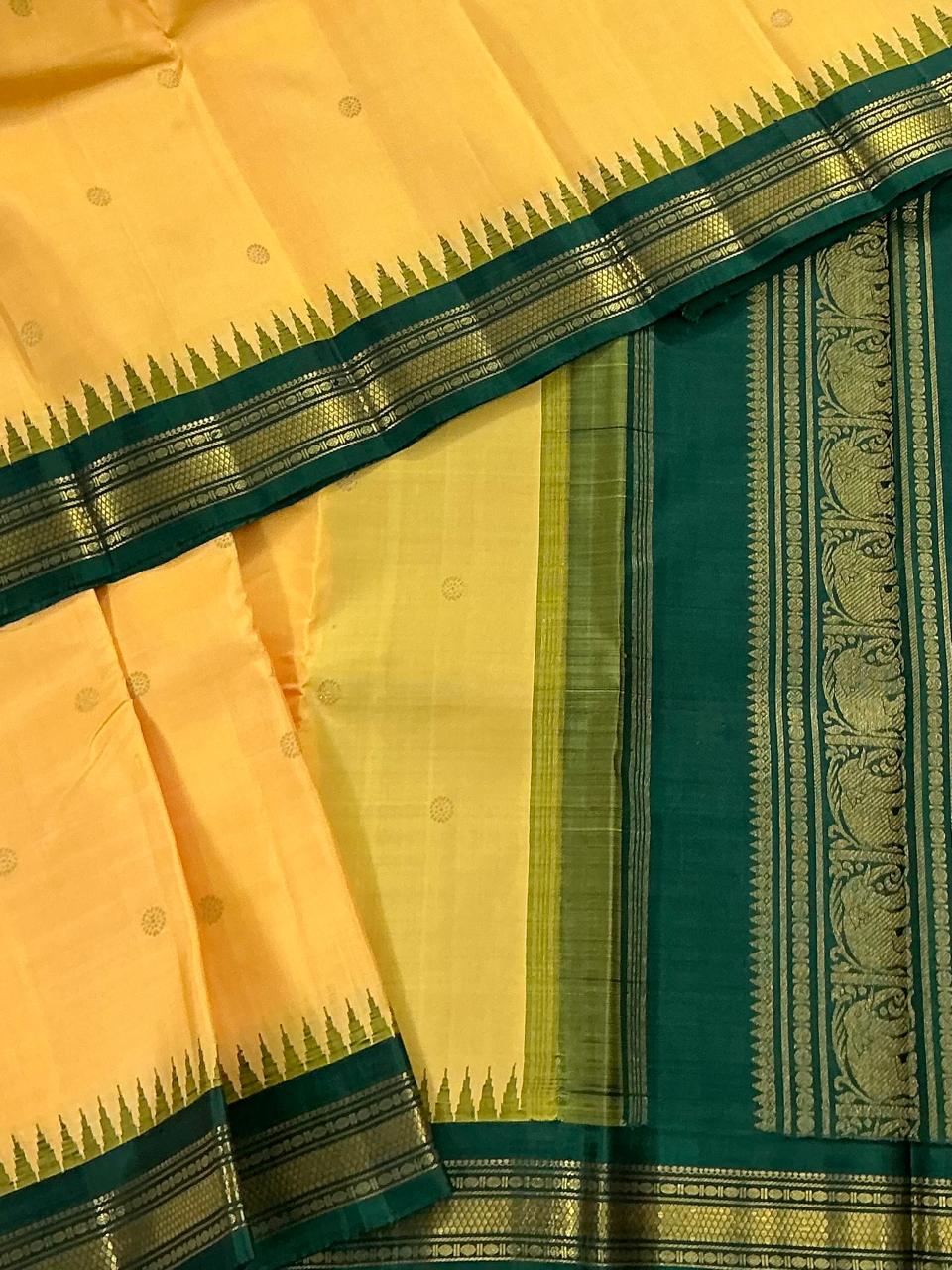 MAATHEY: Small border Korvai Kanjivaram  (Butter Yellow)