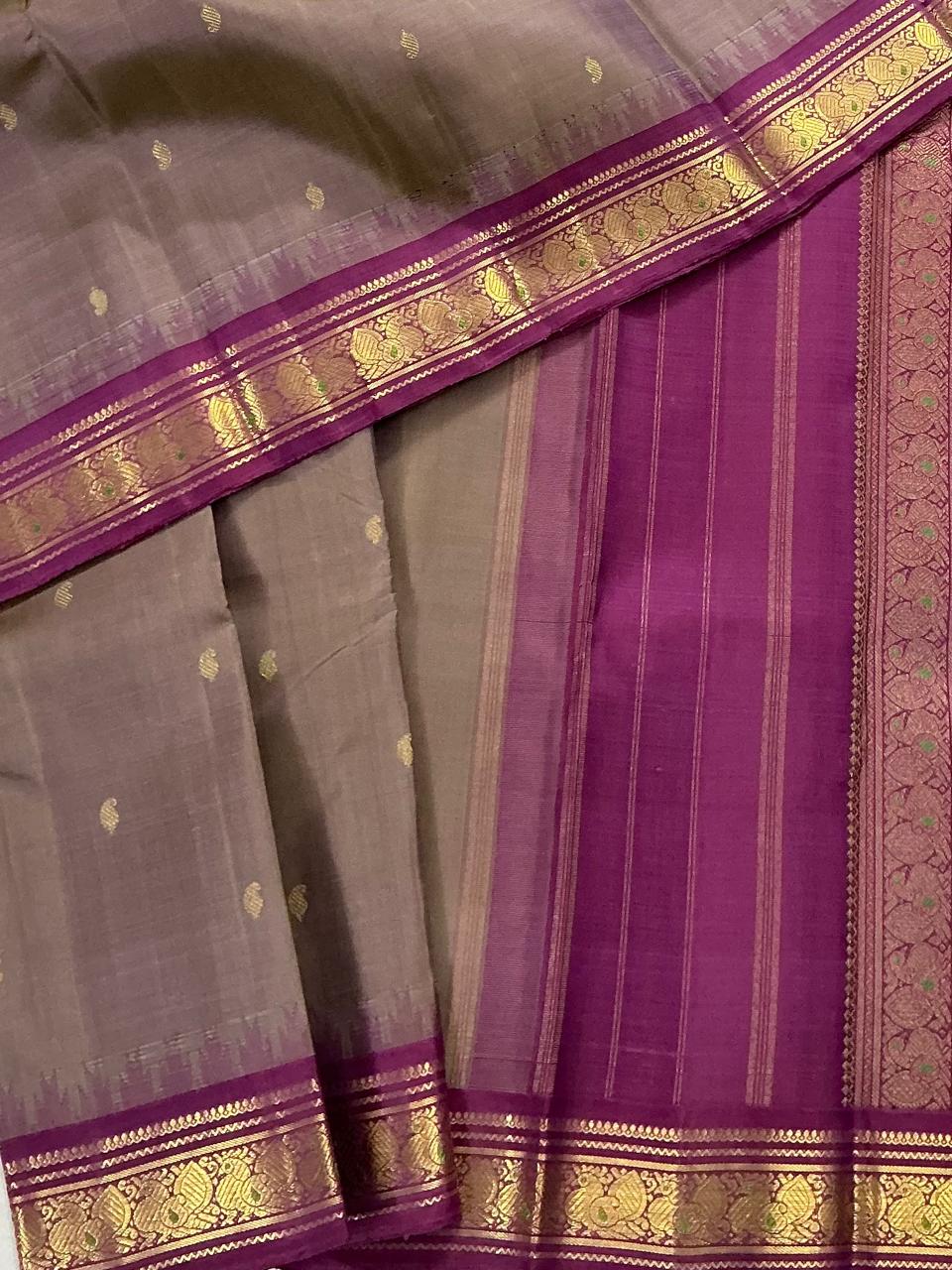 MAATHEY: Small border Korvai Kanjivaram  (Cocoa brown)