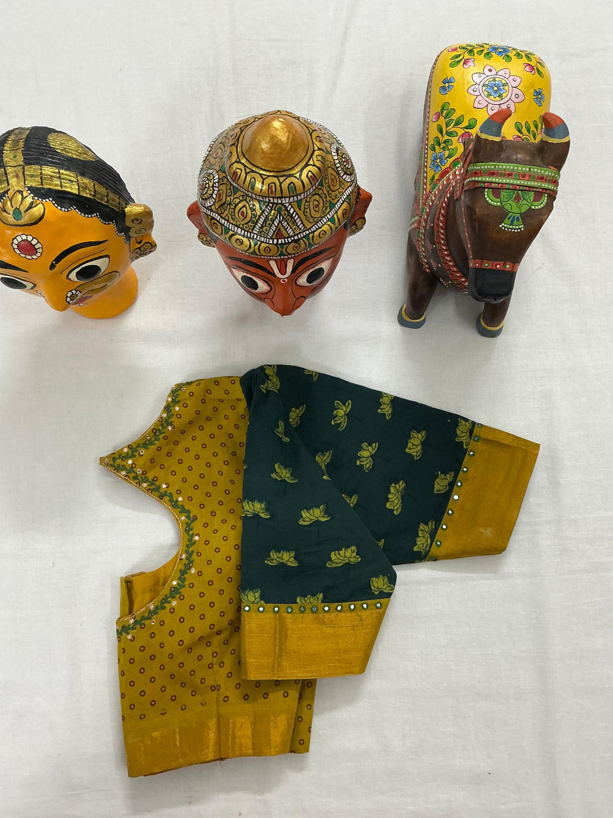 Handcrafted Ready to Wear Blouse : Sungudi (Yellow)