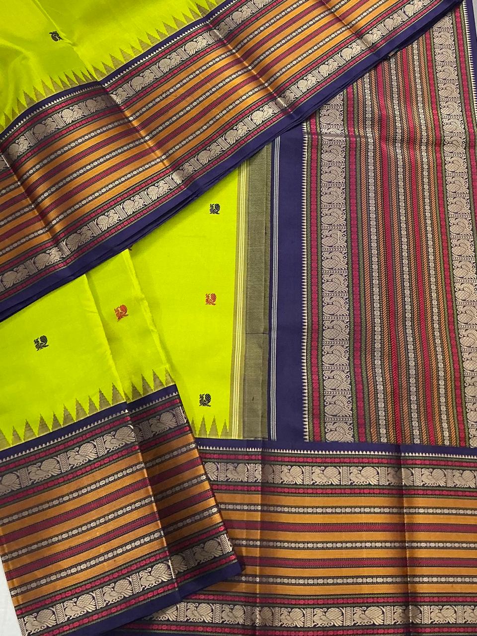 No Zari Kanji Silk : Green