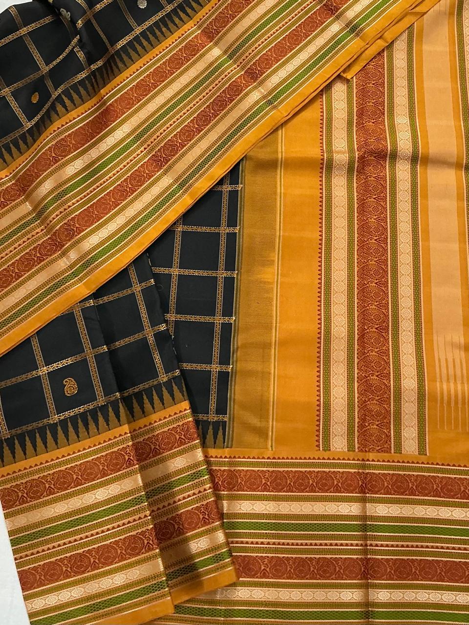 No Zari Kanji Silk : Black