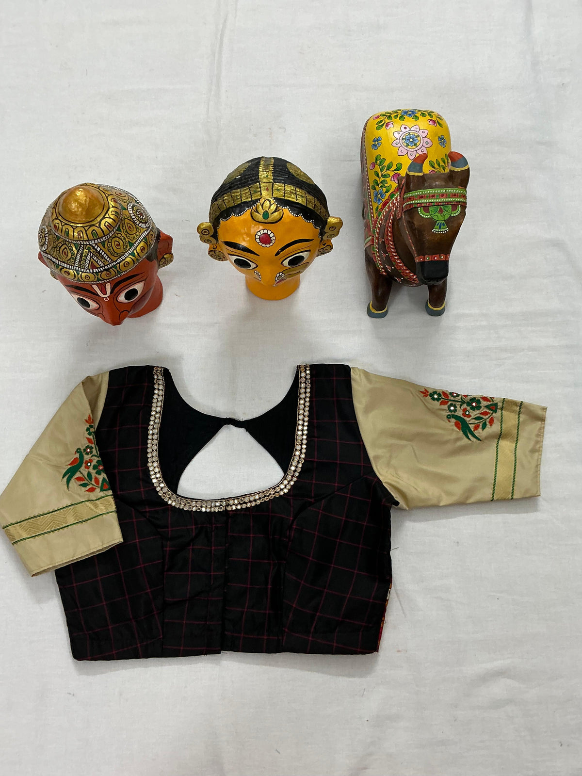 Handcrafted Ready to Wear Blouse : Kanjivaram Silk (Black)